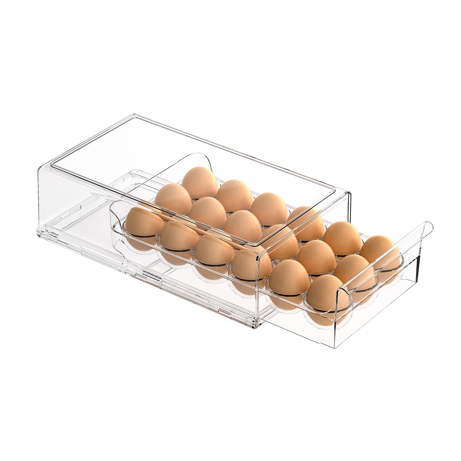 BPA Free Refrigerator Organizer Bins, Stackable Egg Holder, 18 Egg Tray