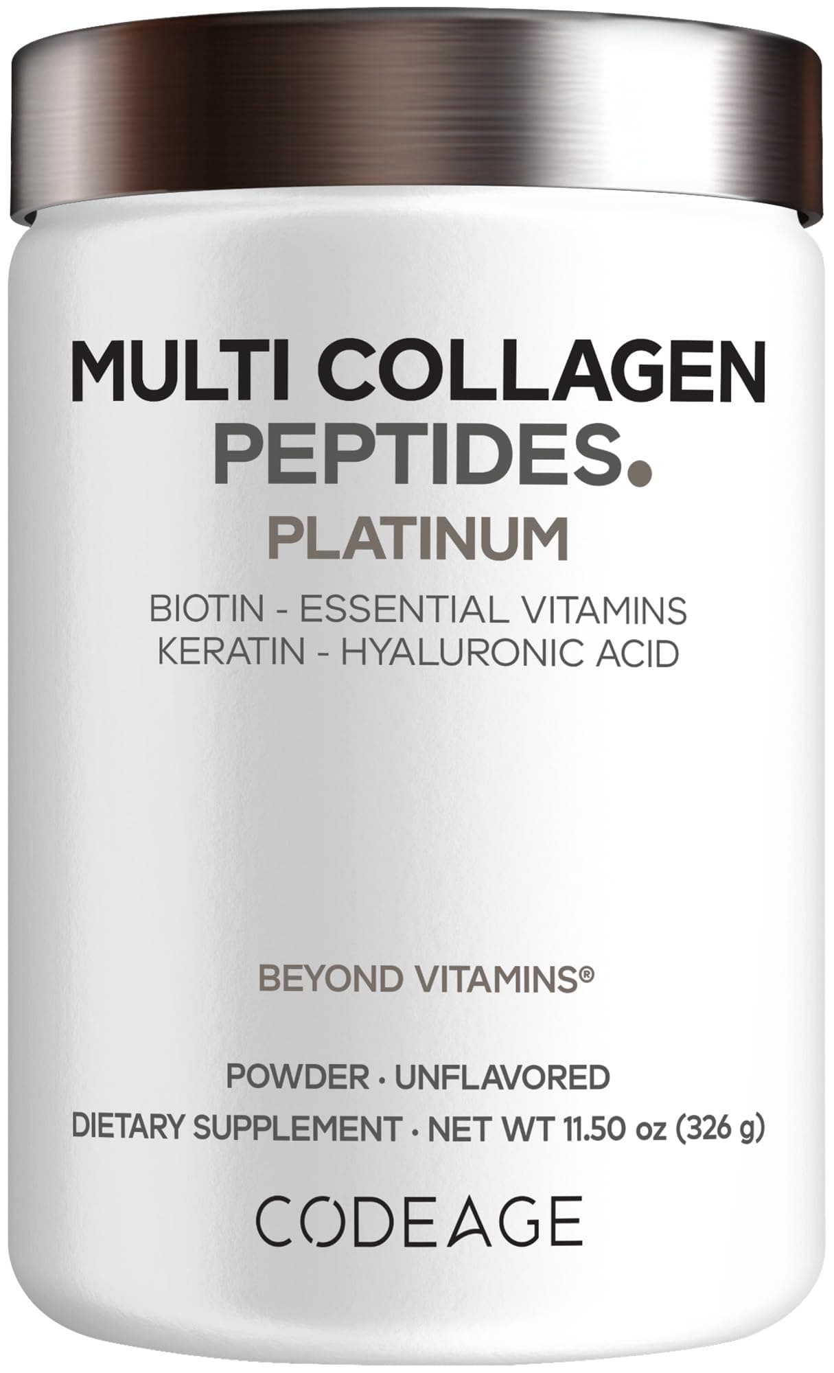Multi Collagen for Women & Men Biotin 10000mcg Keratin, Protein Powder Vitamin C B6 D3, Hyaluronic Acid, Niacin - Hydrolyzed Collagen Coffee Creamer 5 Types - Unflavored - Non-GMO - 11.5oz