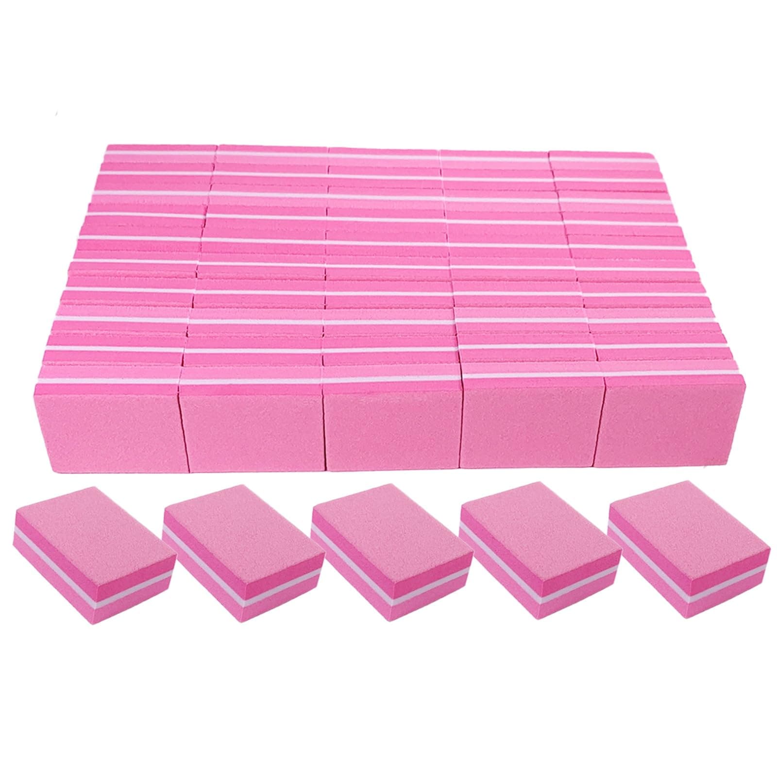 180/240 Grit Nail Buffers (50 Pack), Mini Buffer Block Nail File for Acrylic Nails and Natural Nails, Professional Nail Buffer Block Bulk Buffing Blocks for Nail Buff Manicure File Blocks Set Pink