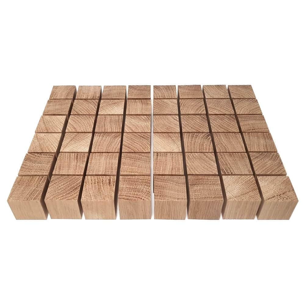 48 Cubes 1.2"/ 30 mm Wooden Blocks Bundle Set Oak Wood Natural ECO Bricks