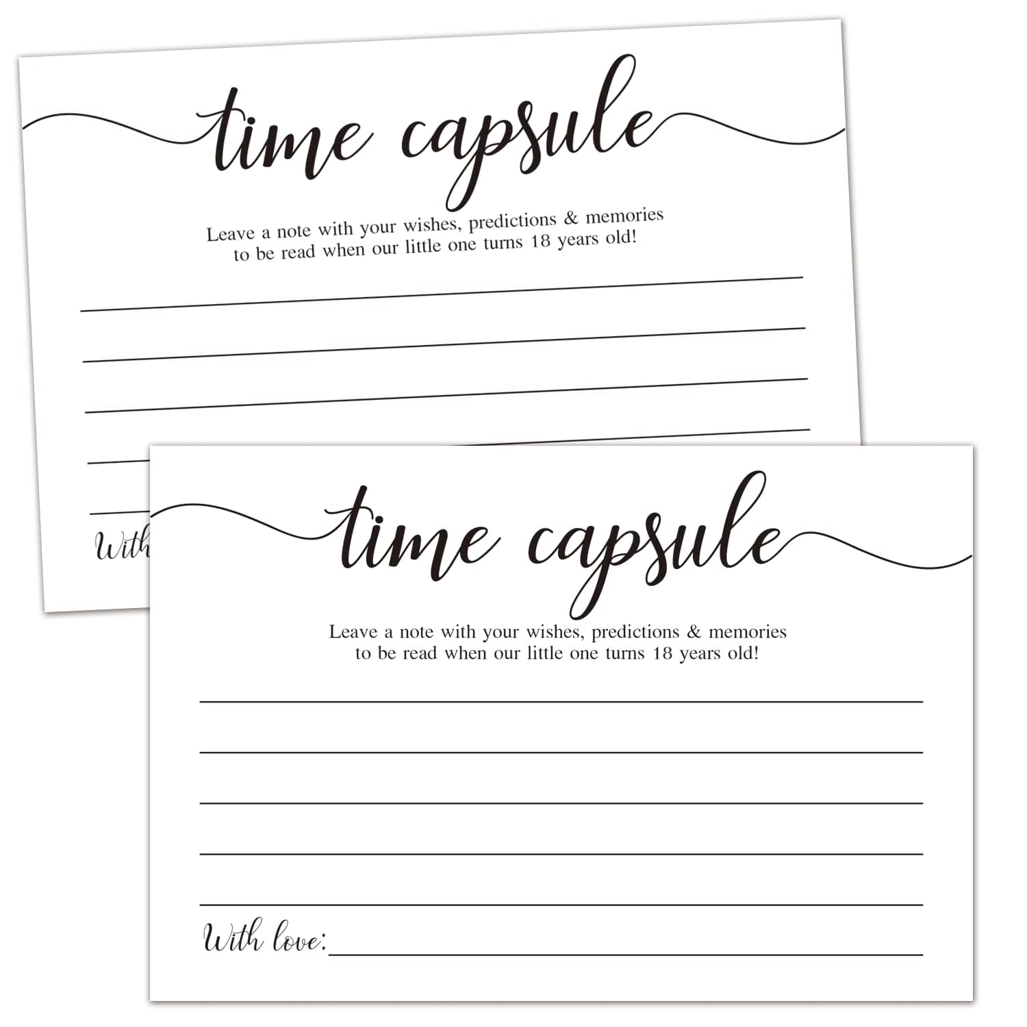 KRUCVOJO 50 Time Capsule Cards for 1st Birthday or Baby Shower Game Activity,Advice and Wishes Cards,and Anniversary Card for Baby Shower Party Supplies.