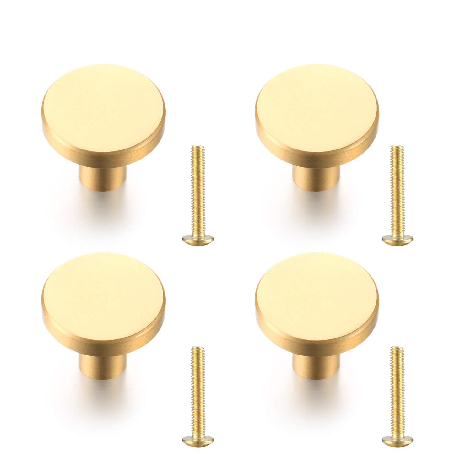 4PCS Round Wardrobe Handles, Gold Cabinet Dressing Table Drawer Wardrobe Door Handle, Home Decoration with Screws(20 * 24mm)