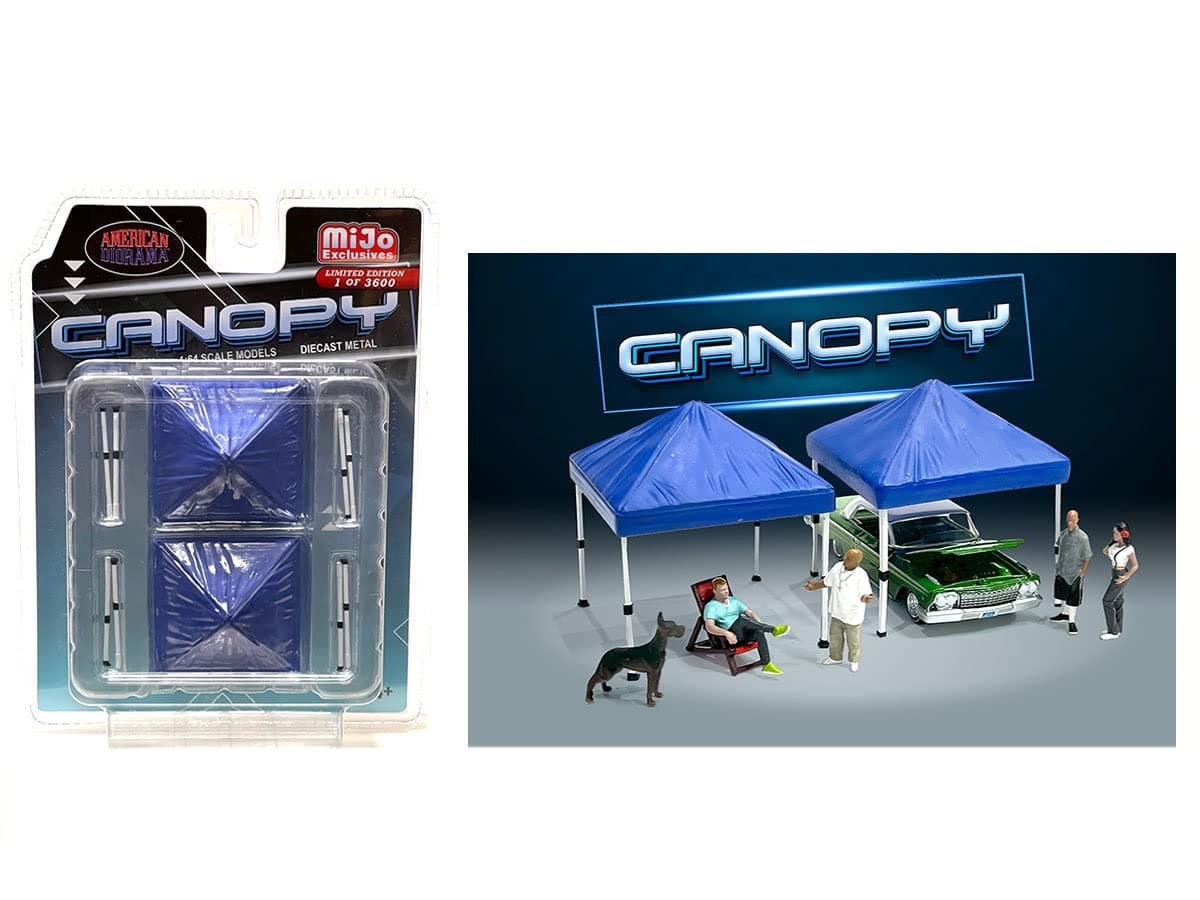 American Diorama Canopy (Blue) 1:64 Metal Figures Set AD-76517MJ, for All 1:64 die cast Vehicle Display and Diorama