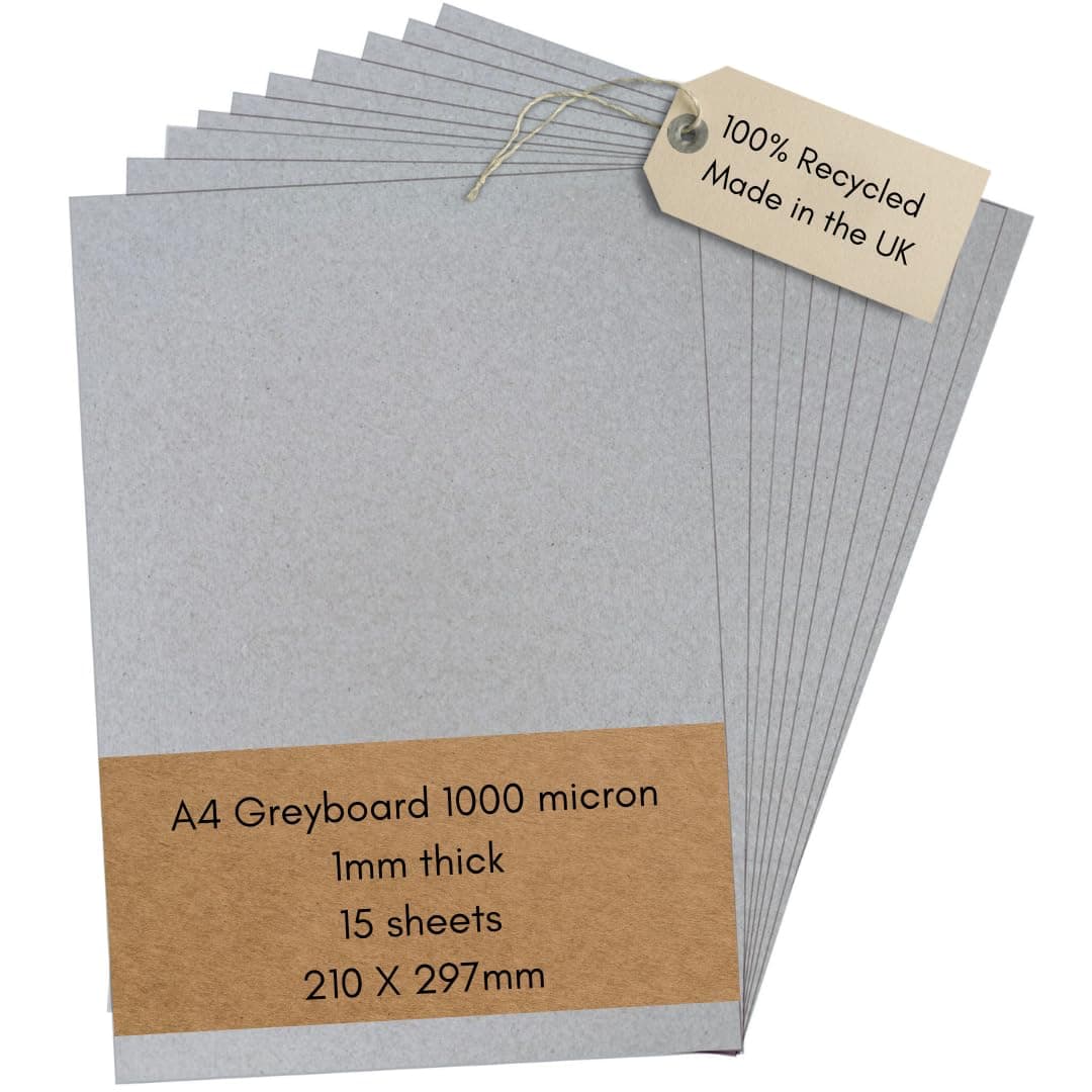 BCreativetolearn A4 Greyboard 15 sheets Mount Board Backing Board Model Making Presentation Board Recycled Thick 1000 micron Recycled Card