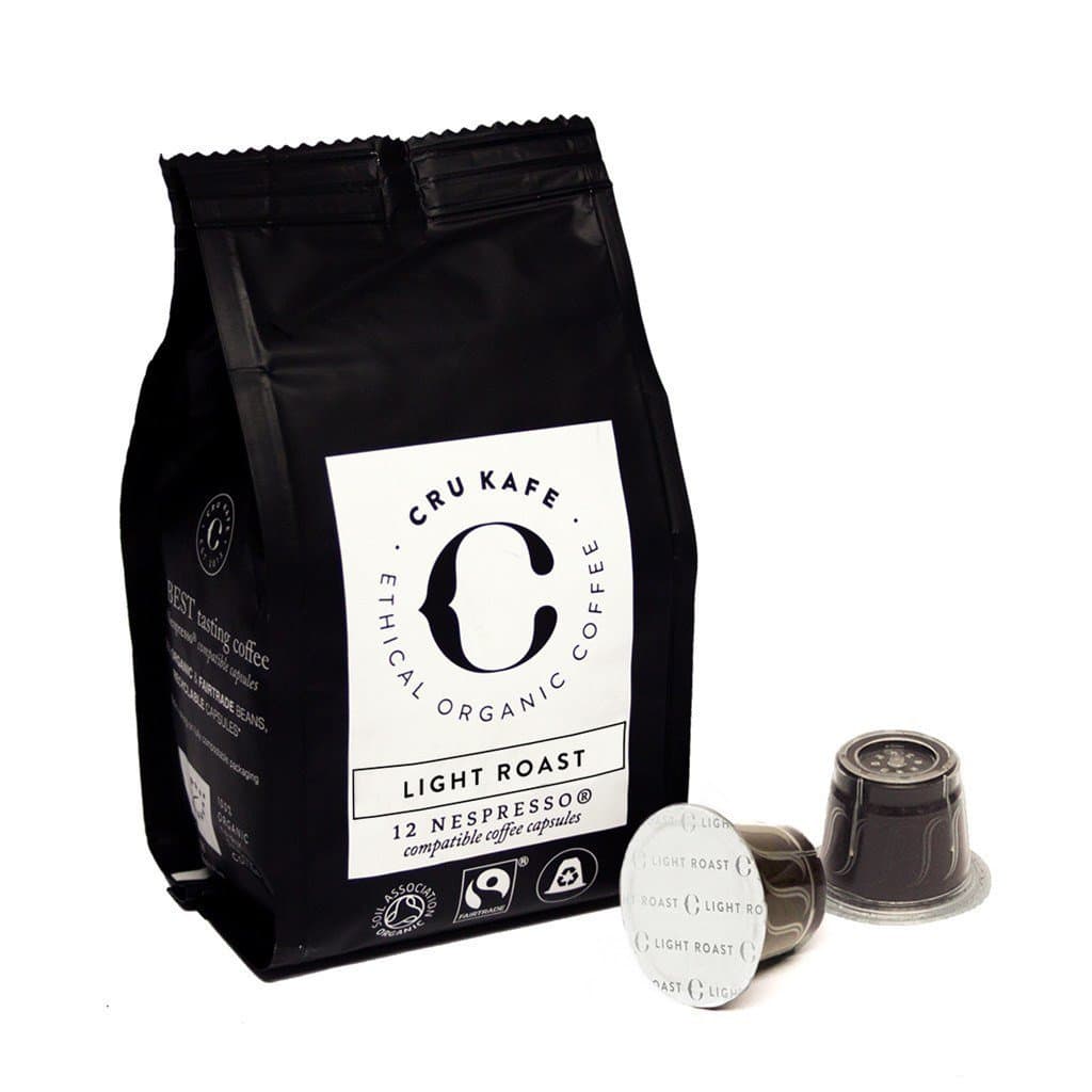 CRU Kafe Nespresso Compatible Capsules Organic Fairtrade Coffee - Light Roast (48 Pods)