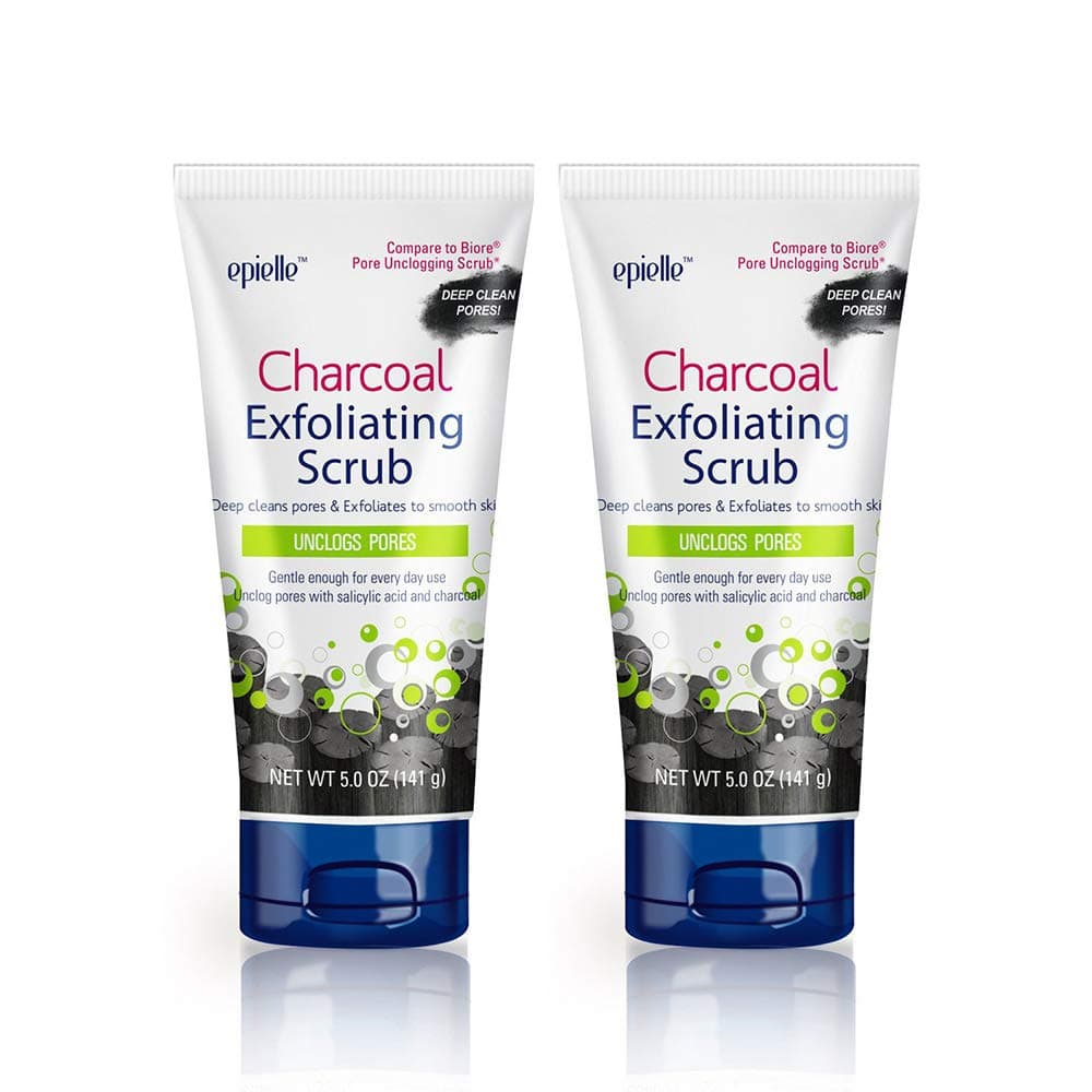 Charcoal Exfoliating Scrub (2pk) - Unclogs Pores - Deep cleans pores & Exfoliates to smooth skin