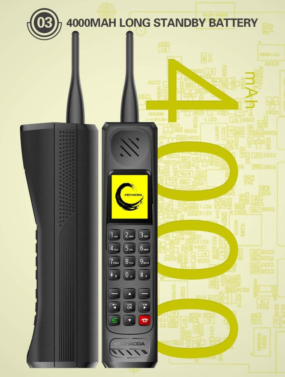 Kechaoda Plastic Winsome 888 Triple SIM Retro Style Standby Mobile Phone (Black)