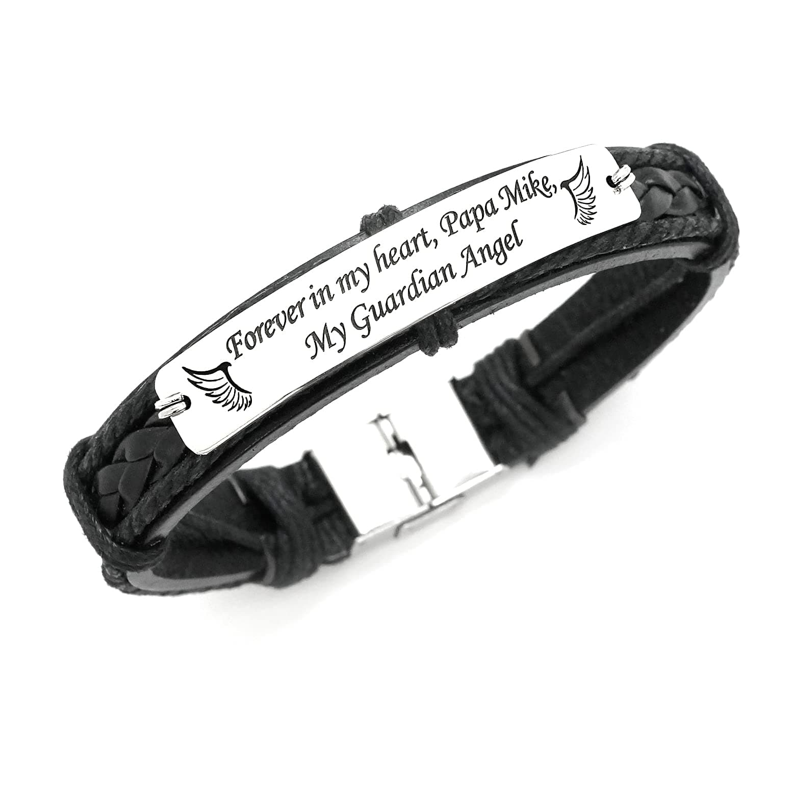 Mens Leather Memorial Bracelet, In Memory of Someone Who is Deceased, Forever in my Heart