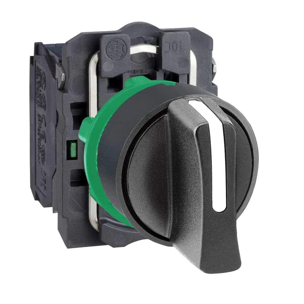 Selector switch, plastic, black, Ø22, 3 positions, stay put, 2 NO, XB5AD33