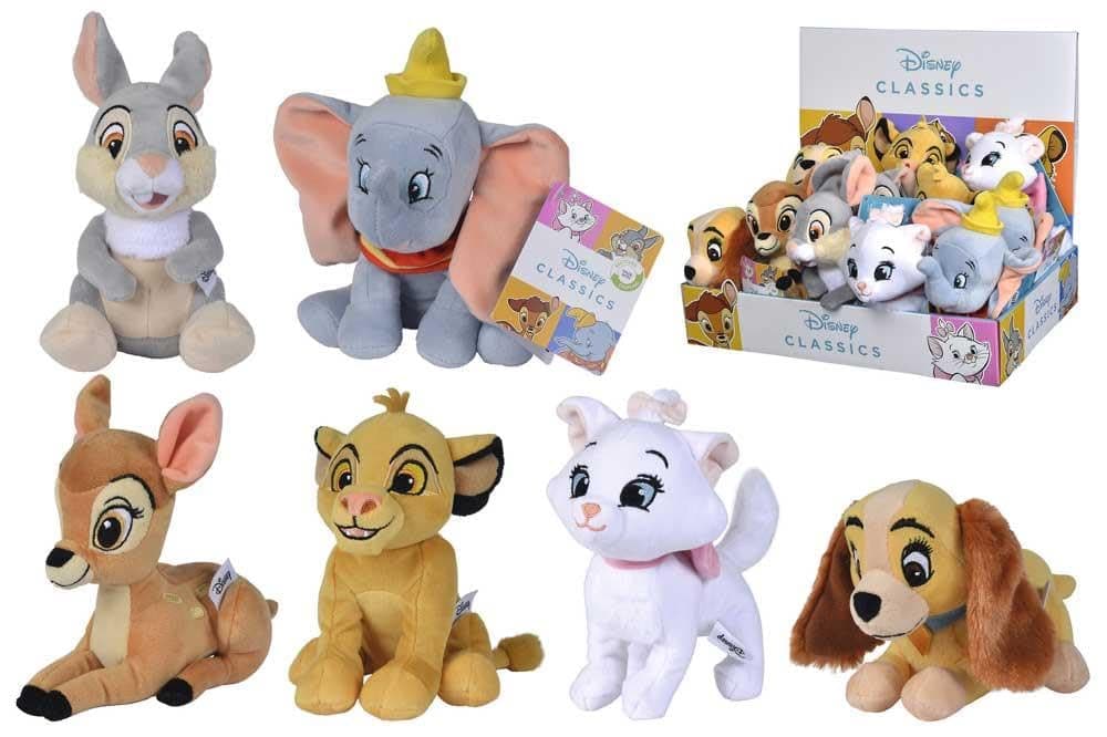 Disney Animal Friends Plush Toys 17 cm, 6 Models Available, Dumbo, Bambi, Marie, Drum, Lady, Supplied Random Unit, Suitable for All Ages (6315876253)