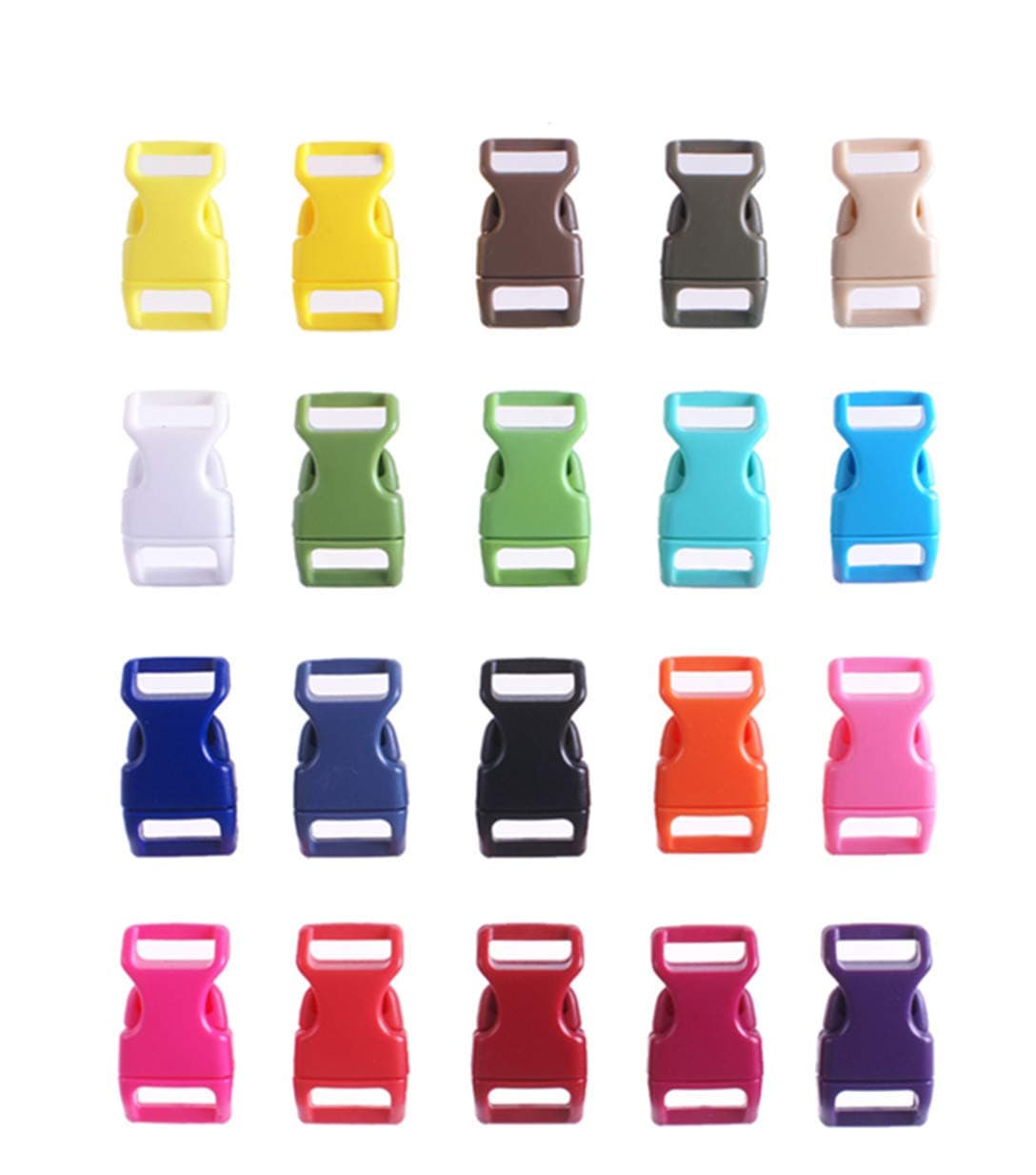 50PCS Contoured Side Release Plastic Mini Buckles 3/8 Inch for Paracord Bracelets, Dog Collar, Webbing, Bushcraft, Backpack Accessories,Tent