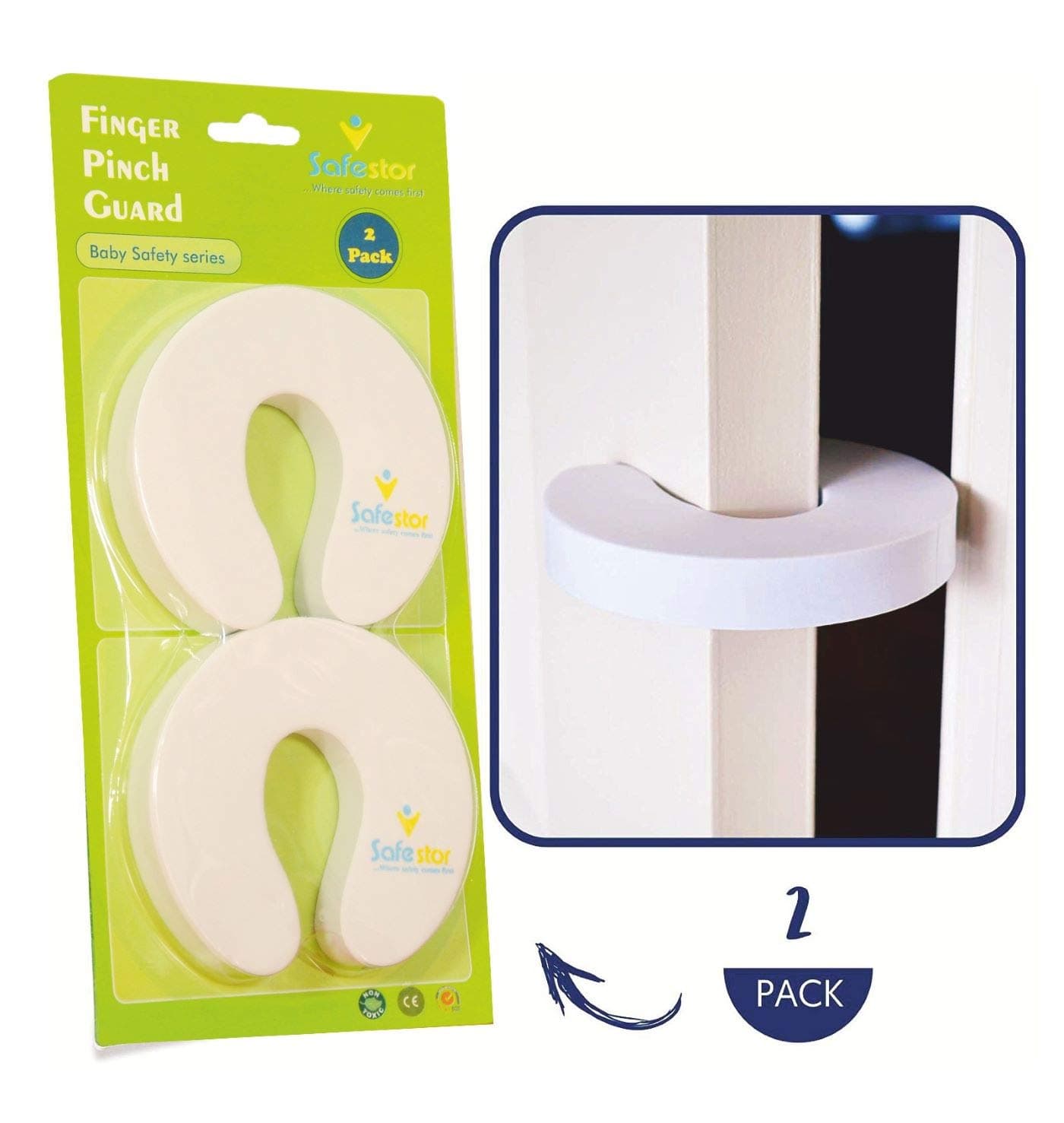 Safester Baby Safety Door Stopper, Finger Pinch Guard and Door Stopper (Pack of 2)