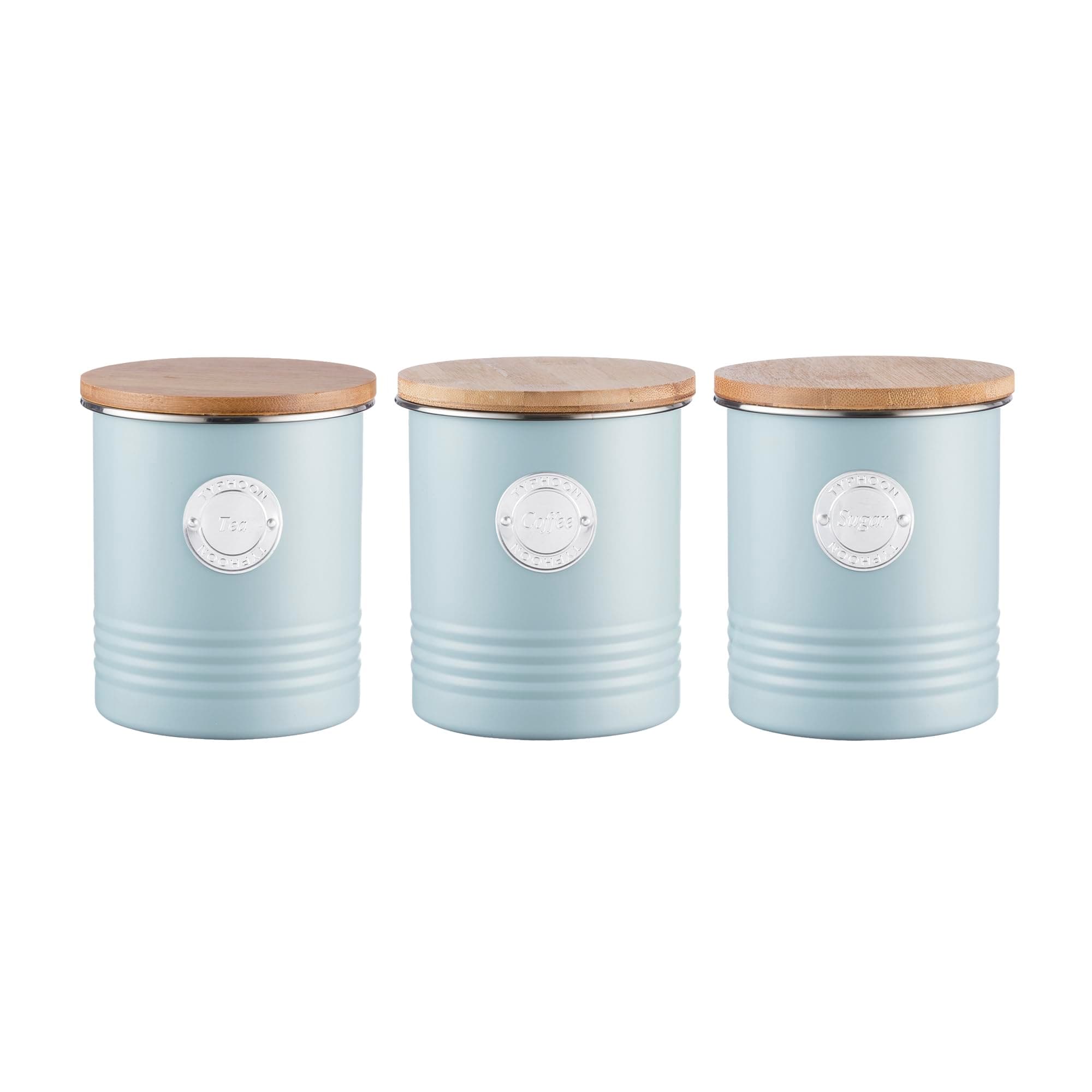 Typhoon Living Blue Tea, Coffe & Sugar Storage Canister Set