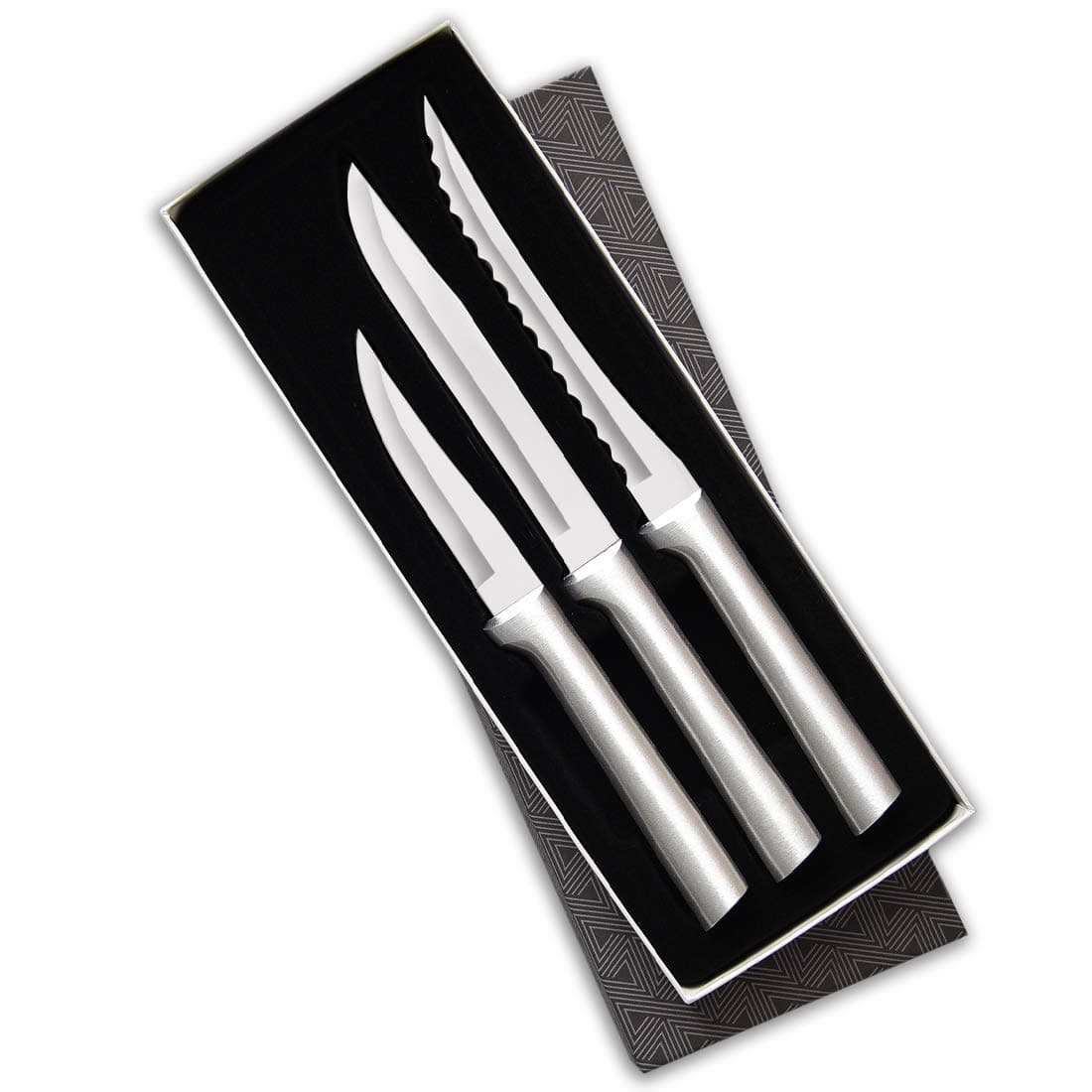 Cutlery Cooking Essentials Gift Set (S49), 3-Piece Knife Set, Stainless Steel Blades, Silver Handle