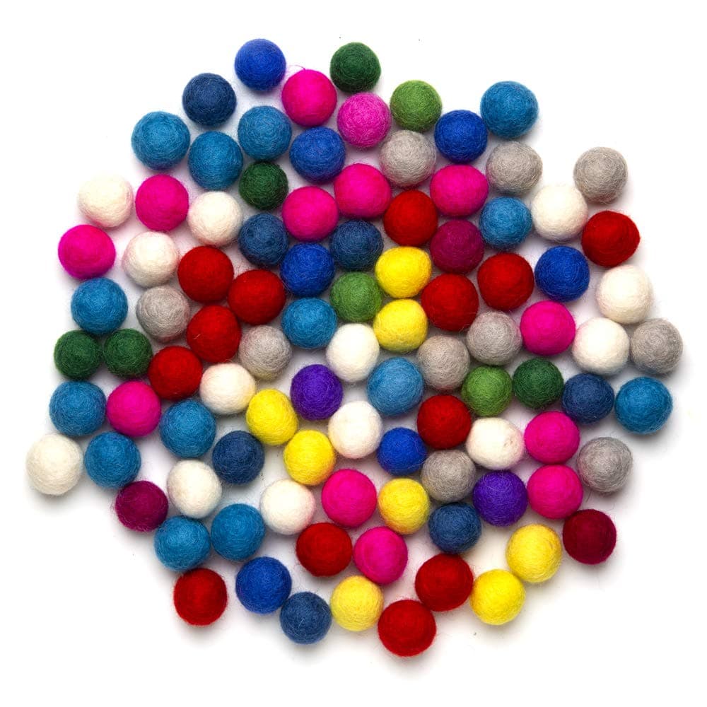 Feltfriend 100 Pieces Pure Wool Felt Balls, Wool Beads, Pom Poms, Garland, Diameter 20 mm / 0.78 Inch (Assorted Colors)