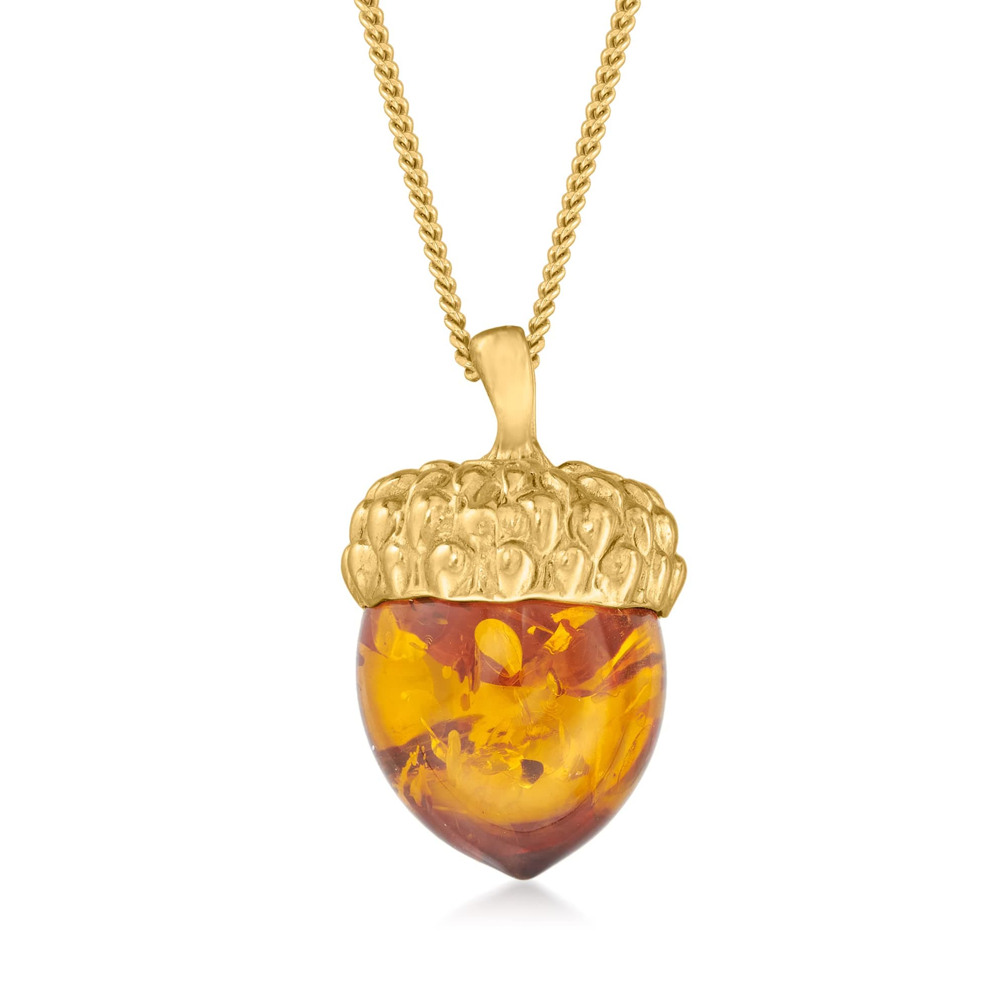 Ross-SimonsAmber Acorn Pendant Necklace in 18kt Gold Over Sterling