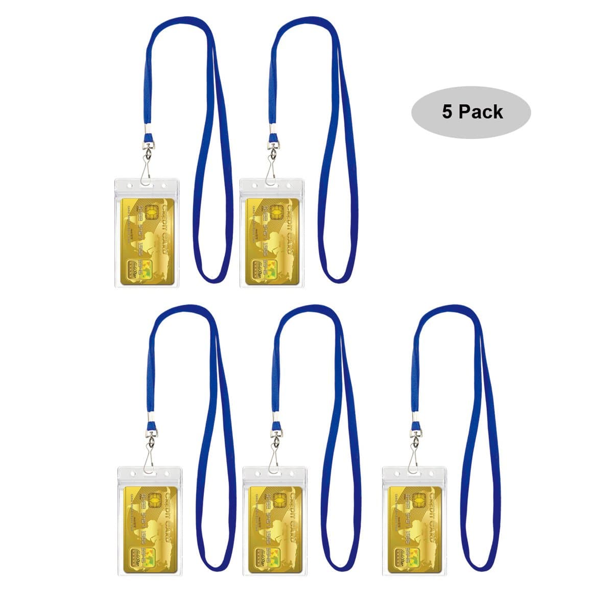 5Pack Durably Woven Lanyards with Vertical ID Badge Holders Blue Color Lanyards for Key, ID Card, Name Tag, Credit Card, Business Card, Access Card Holder by CYPES