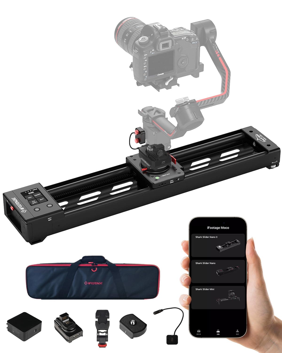 IFOOTAGE Shark Slider Nano II 660,Motorized Camera Slider,Compatible with DJI RS2, RS2Pro, RS3 Pro, RS4, RS4 Pro,Video Stabilizer Rail,Video,Timelapse,Panorama,Stop Motion,Marco,Max.Payload 15.4lbs
