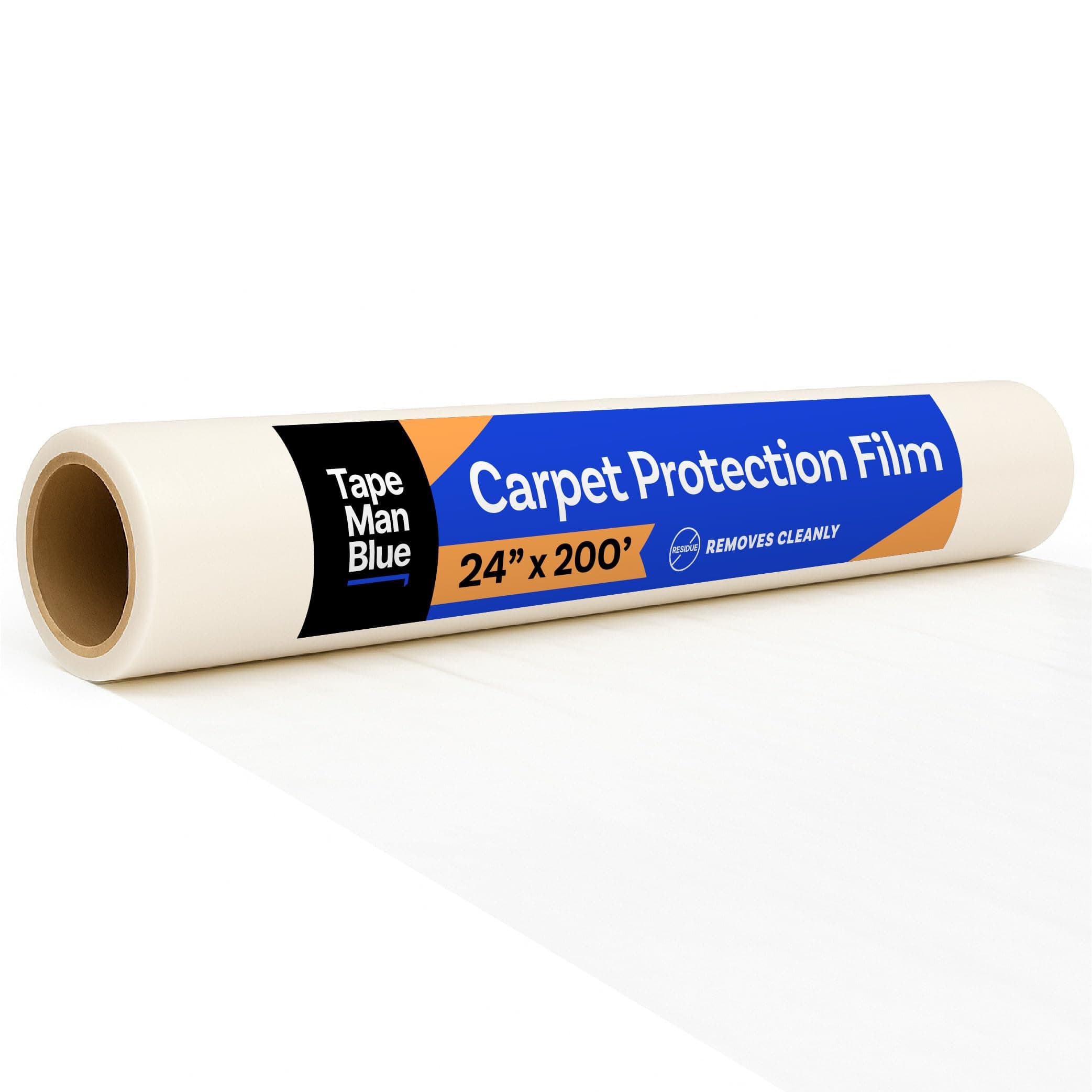 - TapeManBlue Carpet Protection Film 24" x 200' roll, Self Adhesive Plastic Carpet Protector Film with Clean Removal & Easy Unwind, Durable Protection Tape to Shield Your Surface from Dirt and Spills