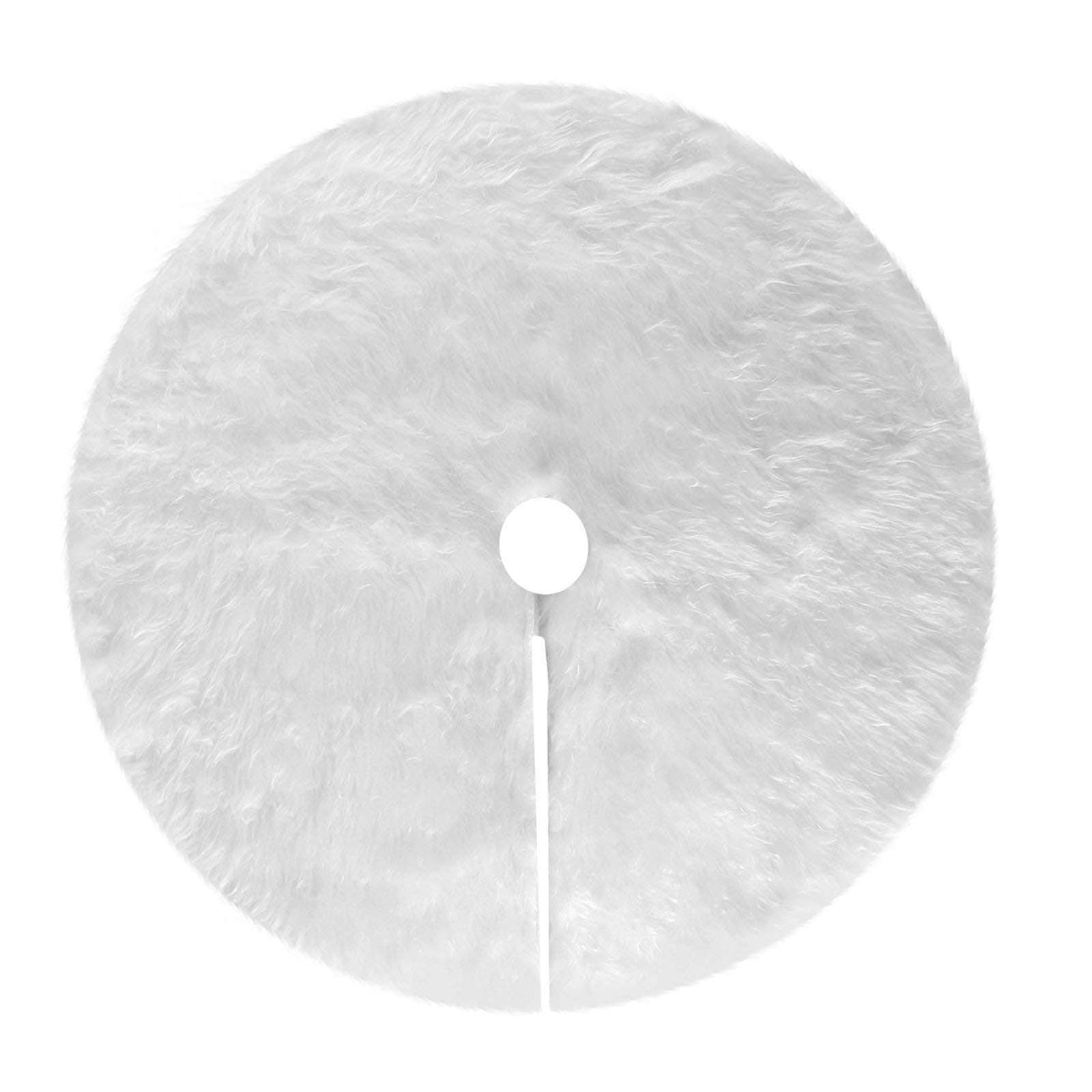 Deggodech30inches Soft Plush Christmas Tree Skirt with Round Trim Christmas Tree Floor Mat Ornaments Cover White Snow Plush Skirt for Xmas Holiday Party Decoration (White, 78cm/30inch)