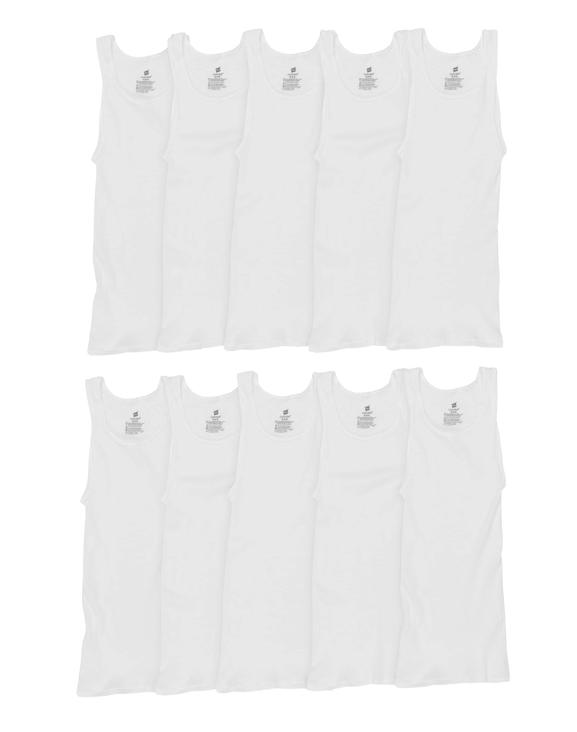 Hanes Men's White Tank Undershirt Super Value 10-Pack, Best Cotton Tank Tops, Stay-Tucked White Tank Undershirt Super Value 10-Pack, Best Cotton Tank Tops, Stay-Tucked (Pack of 10)