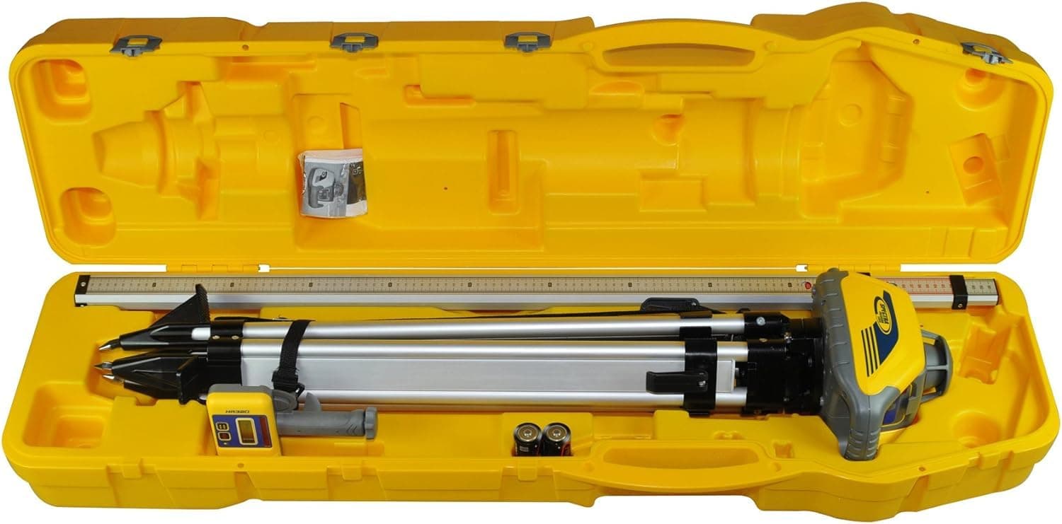 Spectra Precision LL100N-2 Self Leveling Rotary Laser Kit with HR320 Receiver Tripod Entry Level - System Case - Grade Rod (Inches) ±1/8 in Accuracy, 1,150 ft Range, Rugged Jobsite Performance