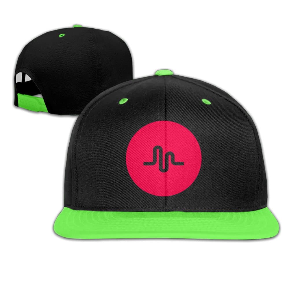 Musically Low Profile Snapback Hat Fitted Hats Flat Bill Visor Hats for Kids KellyGreen