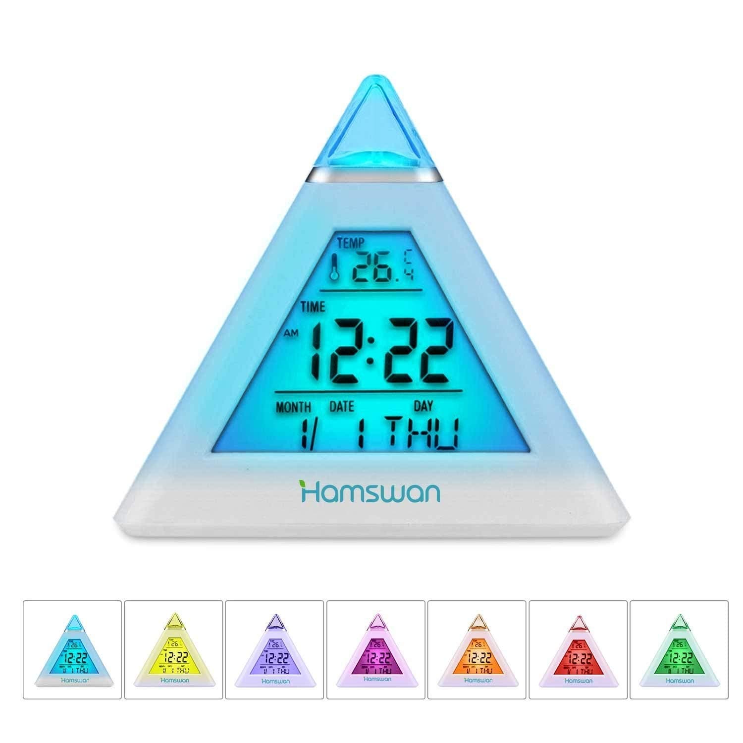 Children Alarm Clock, Digital LED Clock with 7 Color Change& 8 Ringtones- with Temperature, Sleep and Snooze Function for Bedrooms ¡