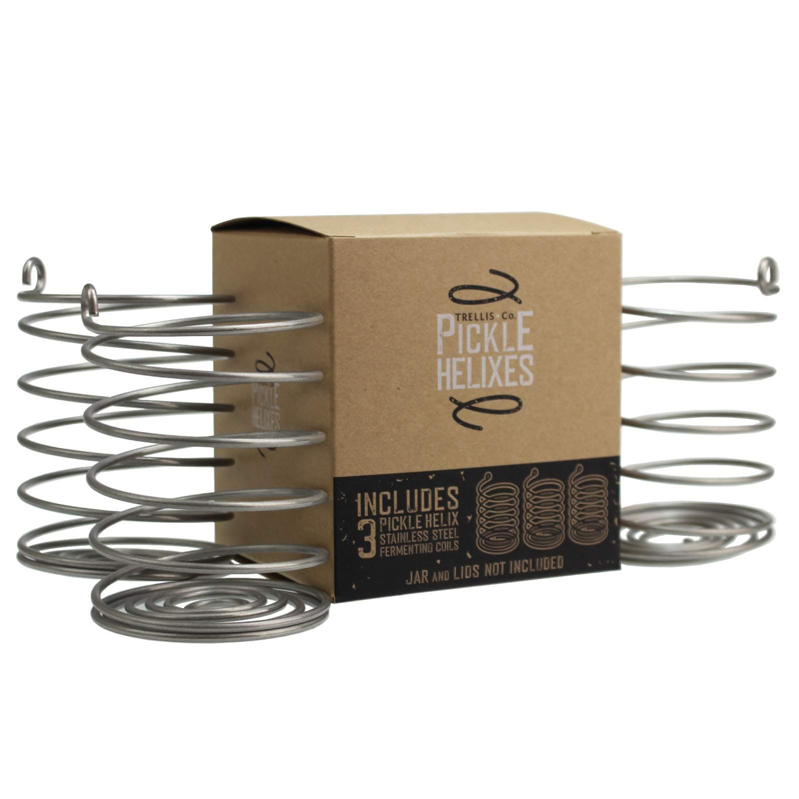 Stainless Steel Pickle Helix Fermenter Weight Coils - Pack of 3 - For Wide Mouth Mason Jars - Best Way To Hold Vegetables Under Water For Fermentation