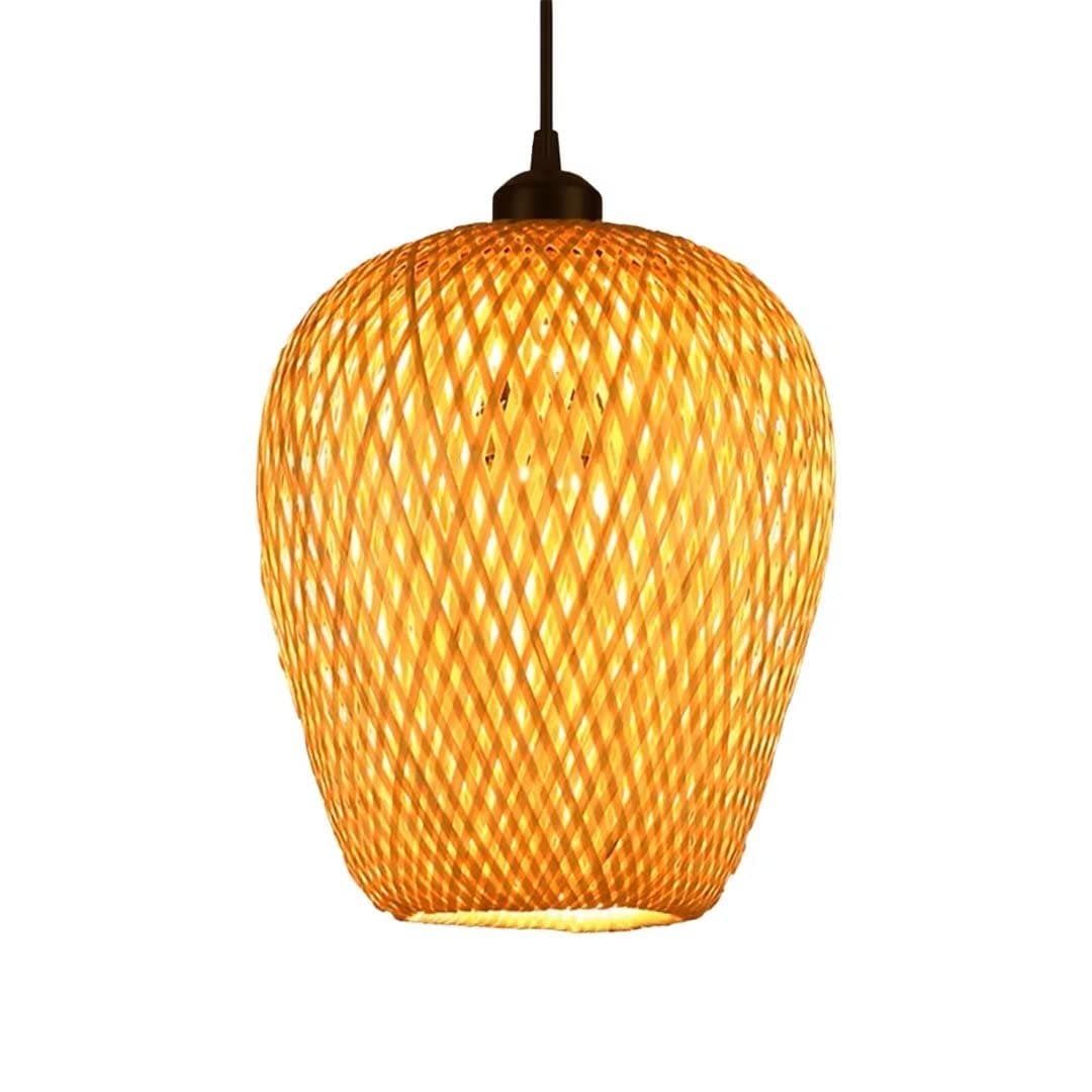 GUANSHANHand-Woven Bamboo Ceiling Lamp Natural Bamboo Wire Pastoral Style Pendant Light Ceiling Light Chandelier for for Bar, Coffee, Loft, Restaurant, Living Room, Bedroom