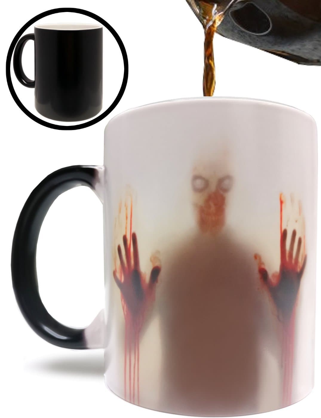 Authentic Zombie Mug - Fear the Dead/Walking Dead Inspired 11oz Grade A Quality Ceramic Heat Sensitive Color Changing Halloween Cup Foam Box Included