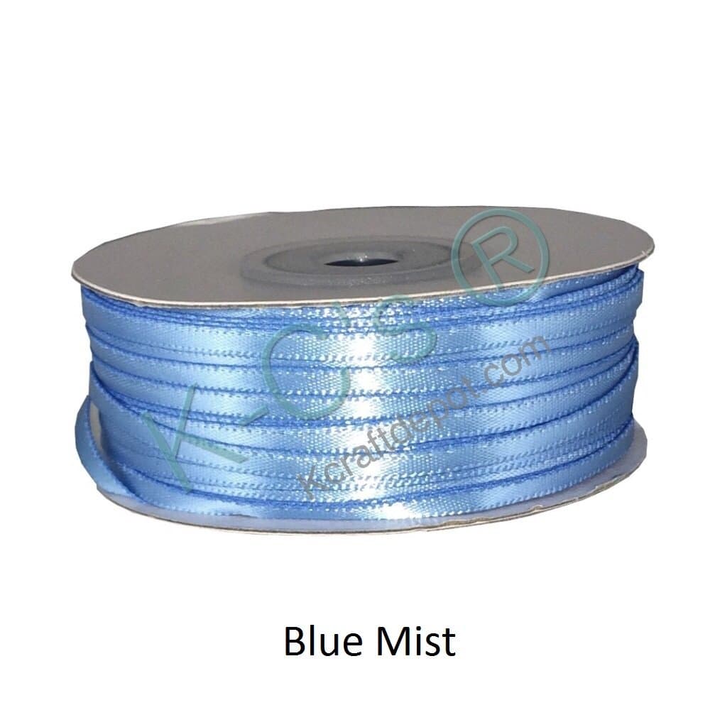 1/16" Satin Ribbon Double Faced 100 Yards Spool 100% Polyester - Blue Mist