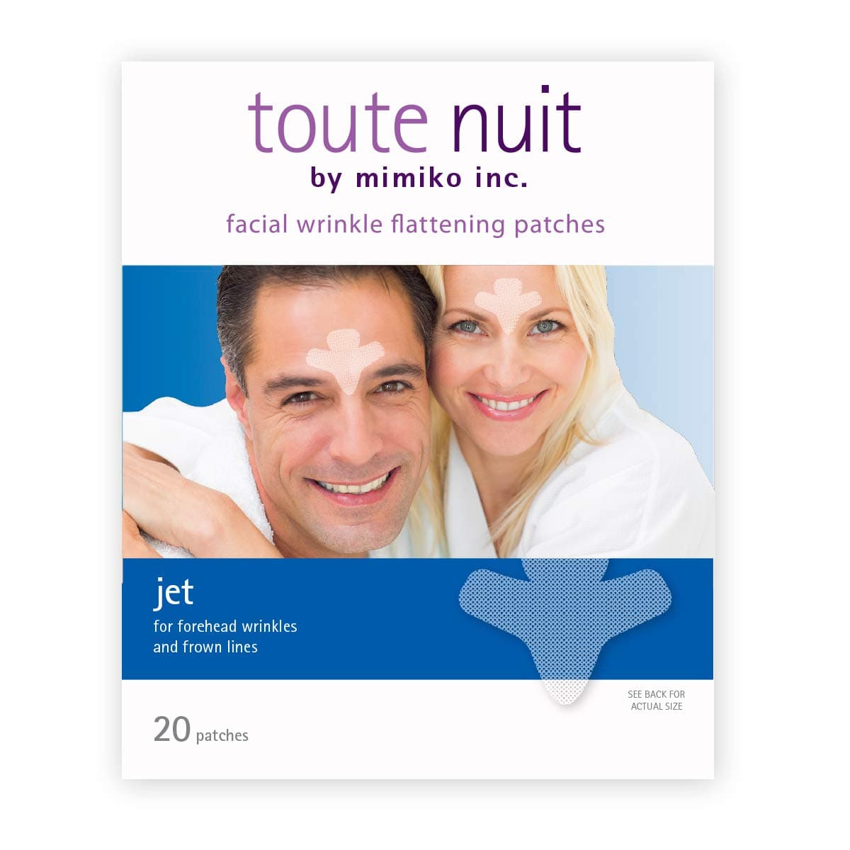 Toute Nuit Facial Wrinkle Flattening Patches - JET Extra Large UNISEX Frown Lines Plus (Anti-Wrinkle Patches/Face Tape)