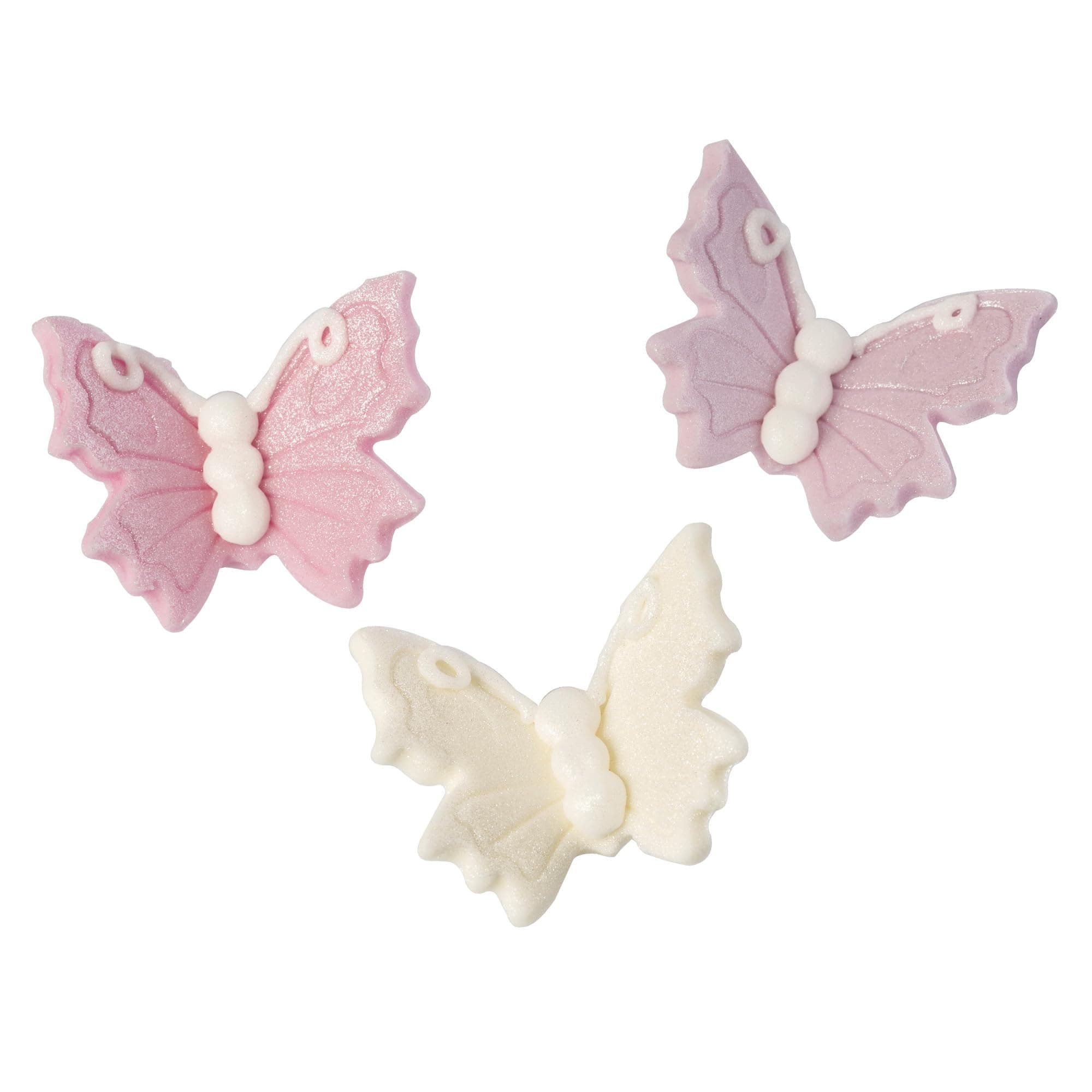 Culpitt Lustred Sugar Butterflies - 18 Pack (Purple, Pink, Cream) - Cake Topper - 40mm - Perfect for Cupcakes or Larger Designs