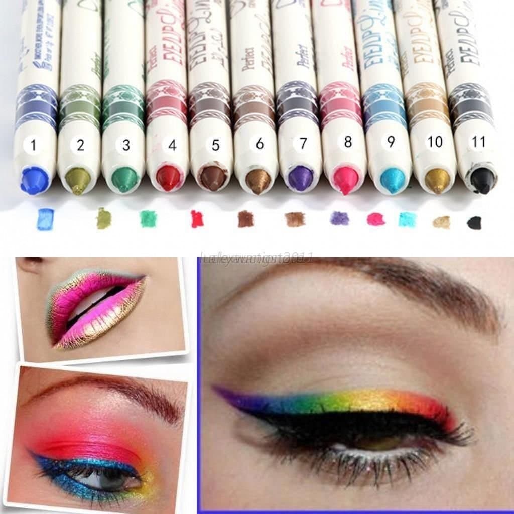 12 Pcs PROFESSIONAL Cosmetic Makeup Eyeliner Eye/Lip Liner GLITTER Pencil Set by Saver Emporium©