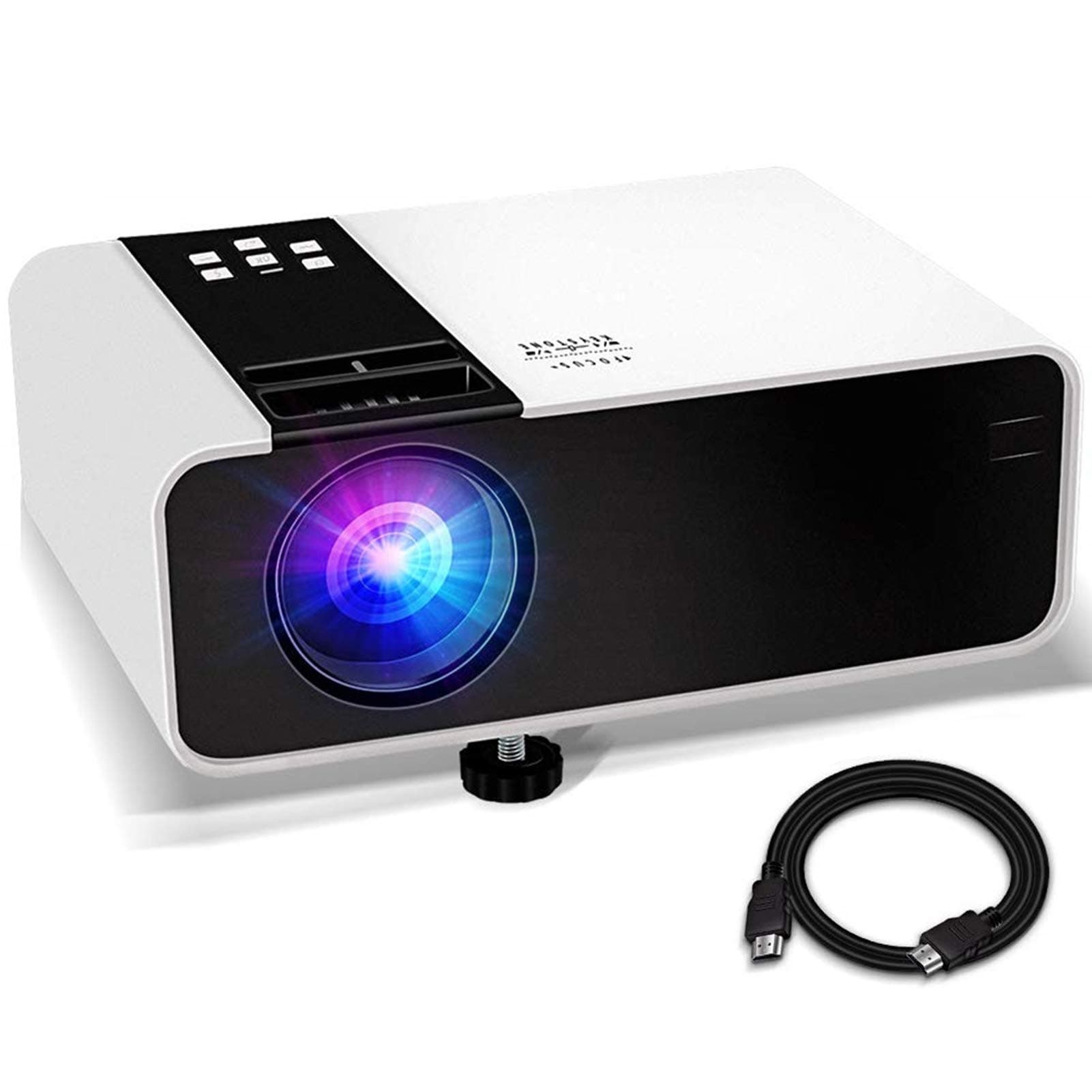 Jimwey Mini Projector, 1080P HD Supported 3000 Lux Portable Video Projector, Compatible with TV Stick, HDMI, USB , AV, DVD, for Multimedia Home Theater (3000 lux)