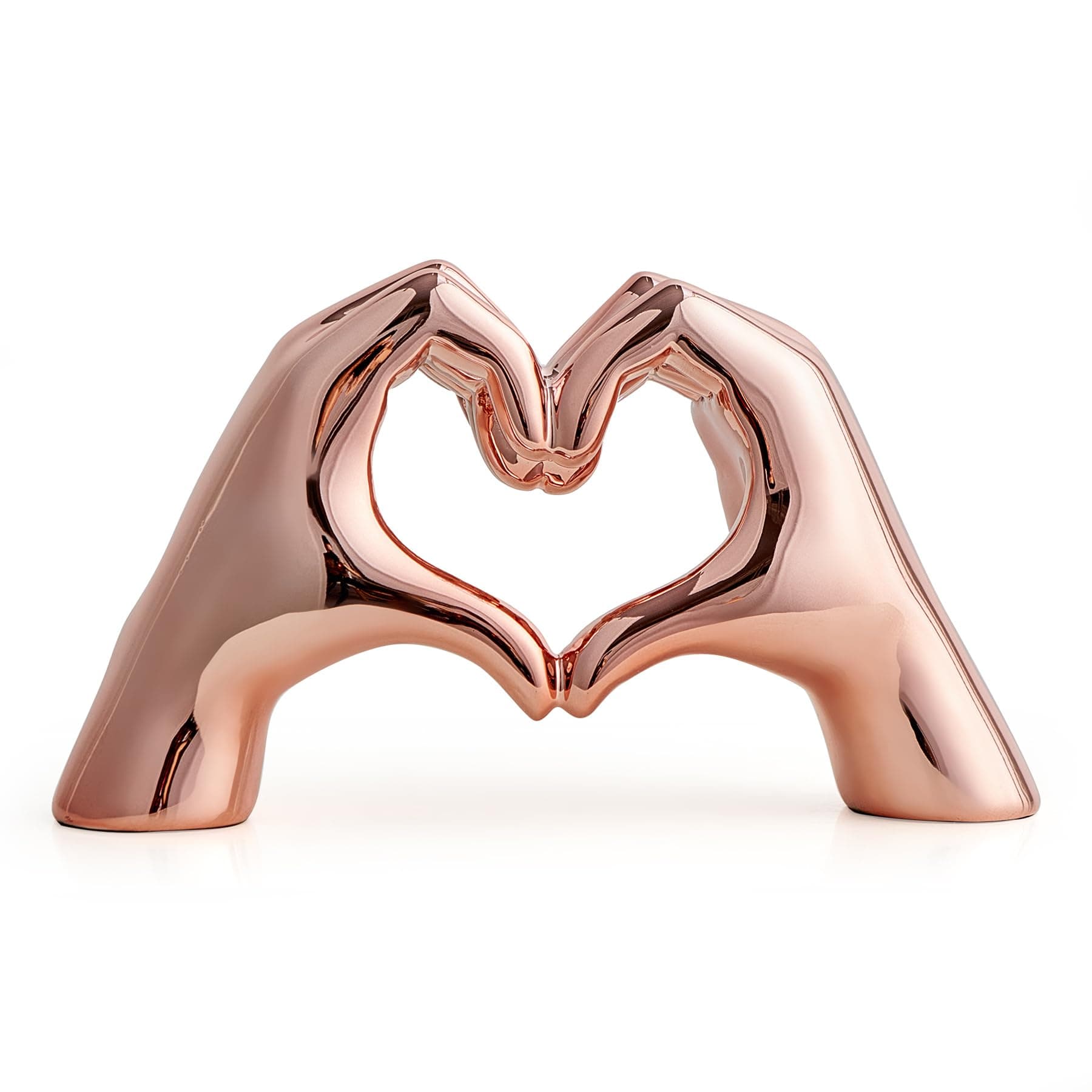 FJS Home Decor Love Heart Hands Statue, Rose Gold Heart Room Decor, Modern Art Home Decorations for Living Room Bedroom Shelf Coffee Table Centerpiece, Gift for Women Wedding