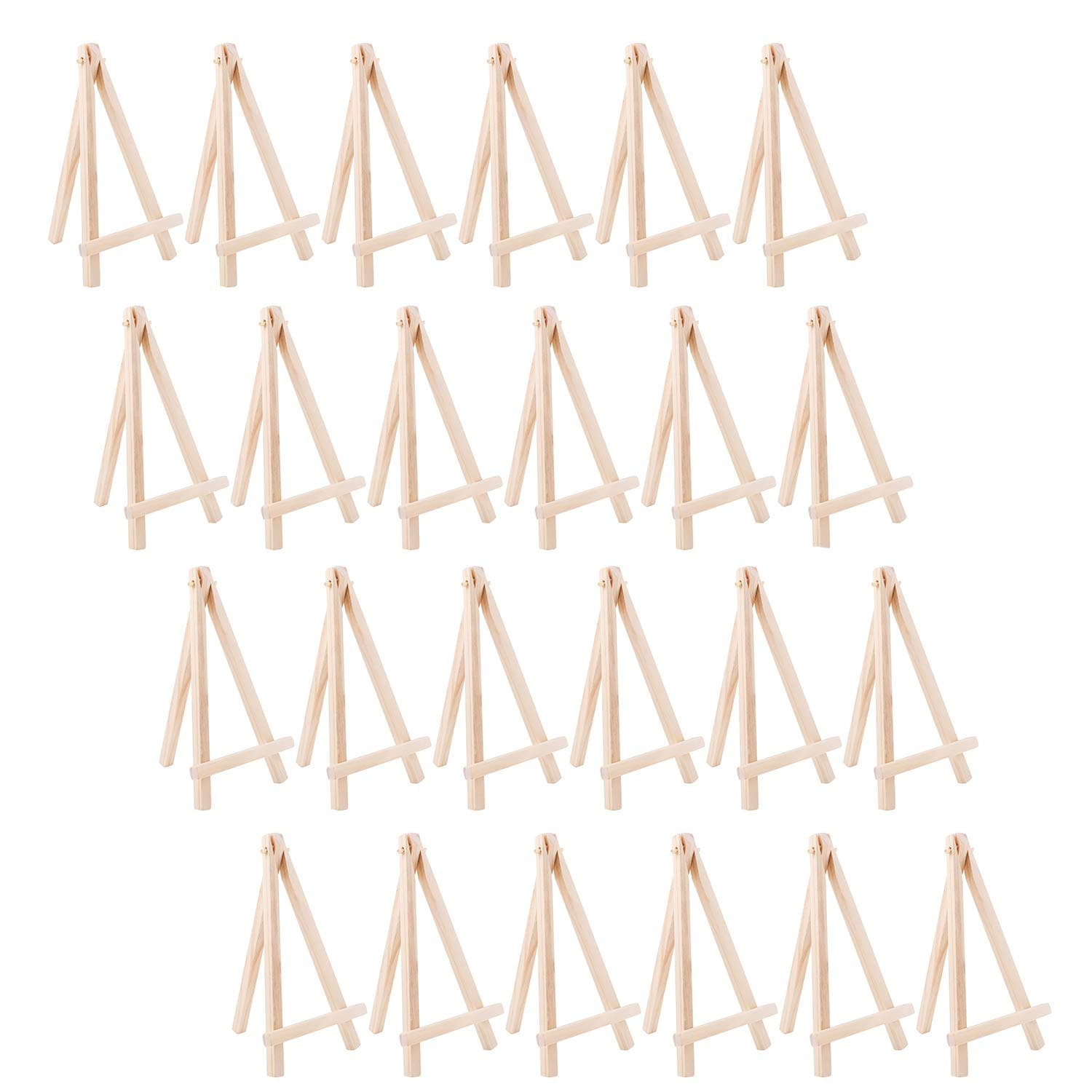 24 Pack 6" Small Art Easel Stand Tabletop Mini Wooden Display Stand Photo Holder Display Stand for Artist, Students, Adults, Kids Painting