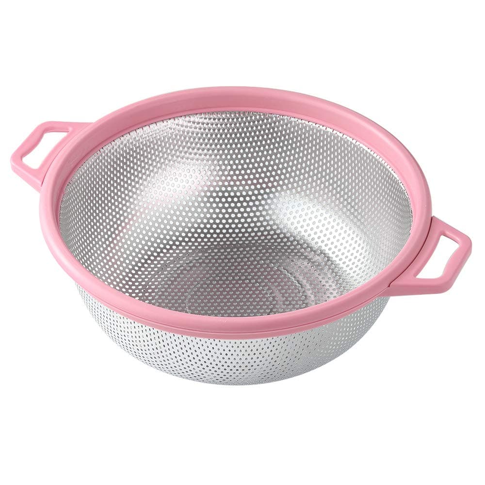 Stainless Steel Colander with Handle and Legs, Large Metal Green Strainer for Pasta, Spaghetti, Berry, Veggies, Fruits, Noodles, Salads, 5-Quart 10.5” Kitchen Mesh Colander, Dishwasher Safe
