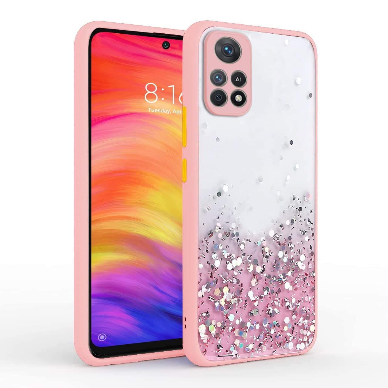 VONZEE® Case Compatible with Xiaomi Redmi Note 11 Pro 5G/Note 11 Pro Plus, Non Moving Glitter Cover for Girls & Women Soft TPU Shockproof Anti Scratch Drop Protection Cover (Pink)
