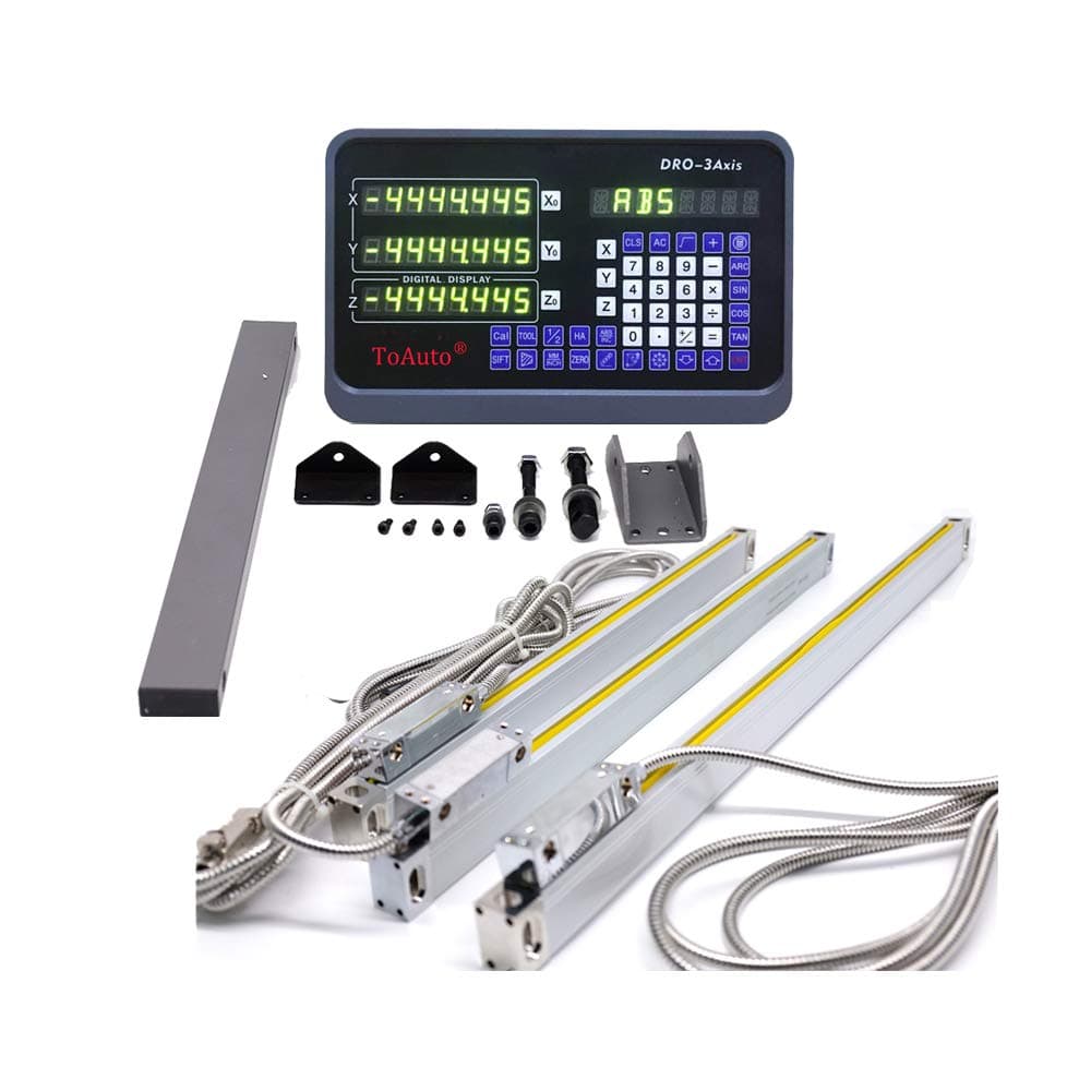 DRO 3 Axis Digital Readout Display +3pc Glass Linear Scale for CNC Mill Lathe Machine (400+600+700)