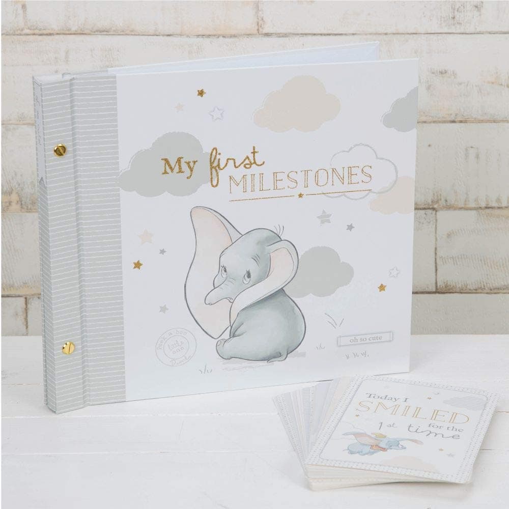 Baby Dumbo Elephant Photo Album & Milestone Card Boxed Set