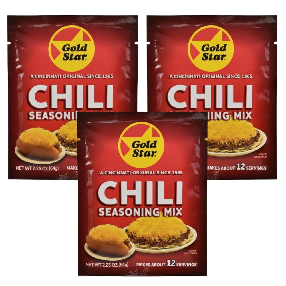 Gold Star Cincinnati Chili Seasoning Packets | Authentic Original Chili Mix | 3 Pack | Famous Ohio Style Chili for Spaghetti, Coneys & More