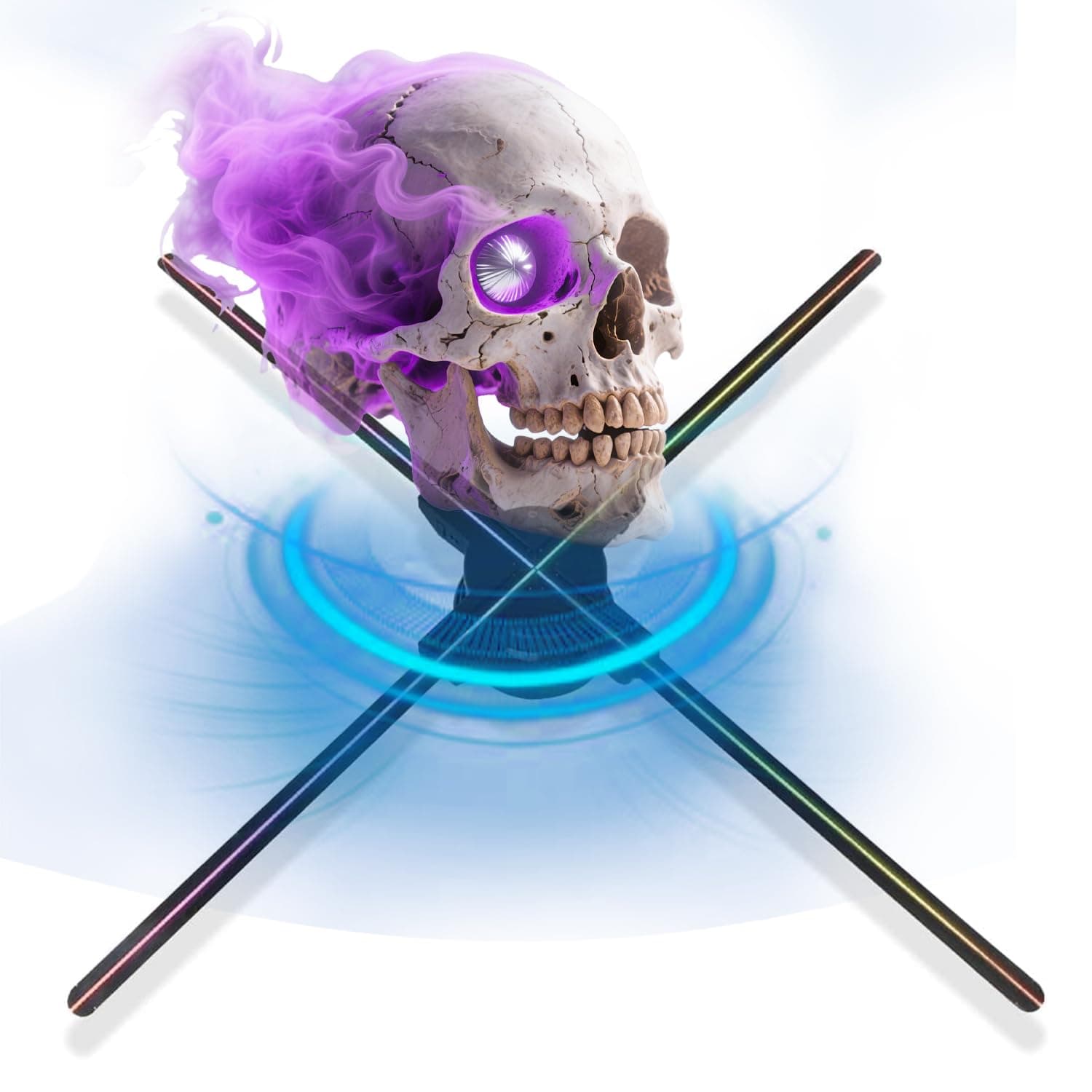 3D Hologram Fan Display, 1080P 25.6inch WiFi Real Time Live Stream, Splicing, LED Light Naked Eye Holographic Video Advertising Projector for Shop Trade Show Exhibition Shopping Mall Holiday