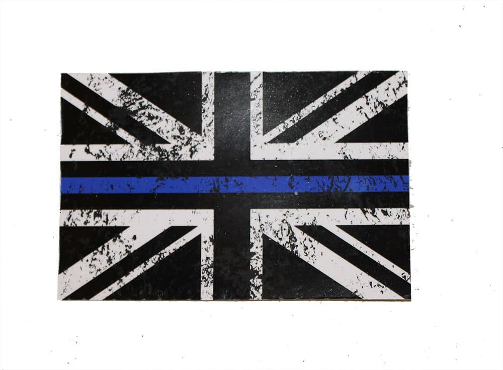 10cm x 15cm Distressed Look Thin Blue Line Police Union Jack Sticker/Decal