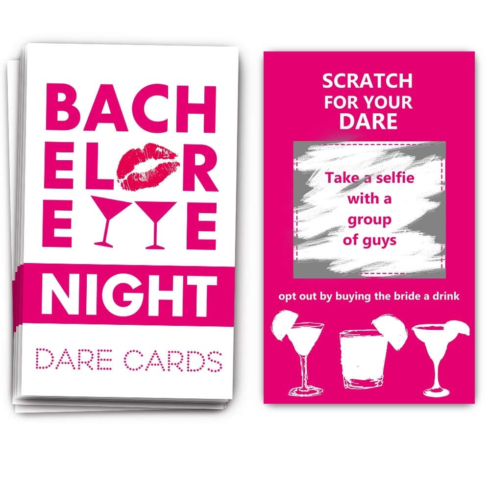 40 Bachelorette Party Drinking Game Dare Card - Bachelorette Scratch Off Cards - Perfect for Girls Night Out Activity,Bridal Showers, Bridal Parties,Girl Party - Bachelorette Night Dare Card - 40 shee