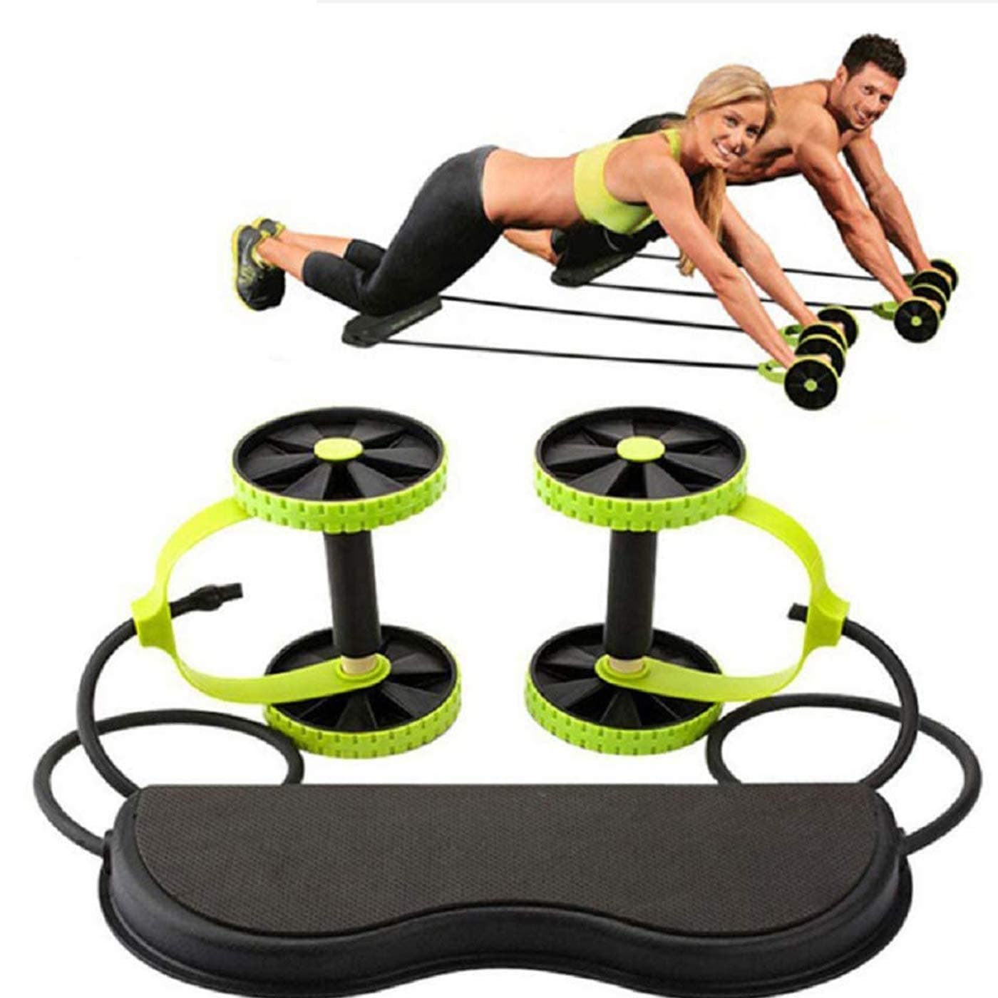 Abdominal Trainers Double Ab Roller Wheel Fitness Abdominal Abs Roller Ab Rollers Fitness Equipment Abdominal Exerciser Trainer Puller Roller Slimming Muscle Trainer Workout Tool Resistance Band