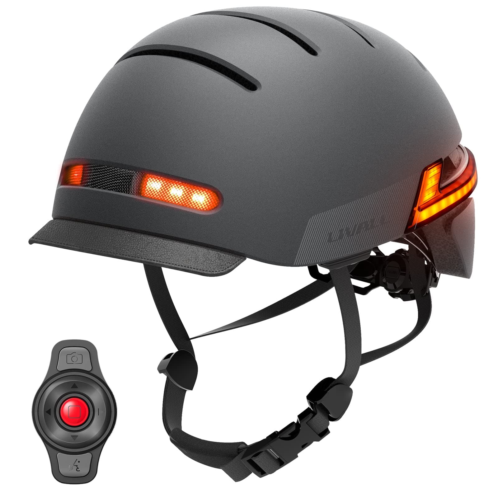 LIVALL BH51T Neo Smart Bike Helmet, Bluetooth Bicycle Helmet with Front and Rear LED Lights, Turn Signal Tail Lights, Brake Warning Lights, SOS Alert, Certified Comfortable Cycling Helmets for Men