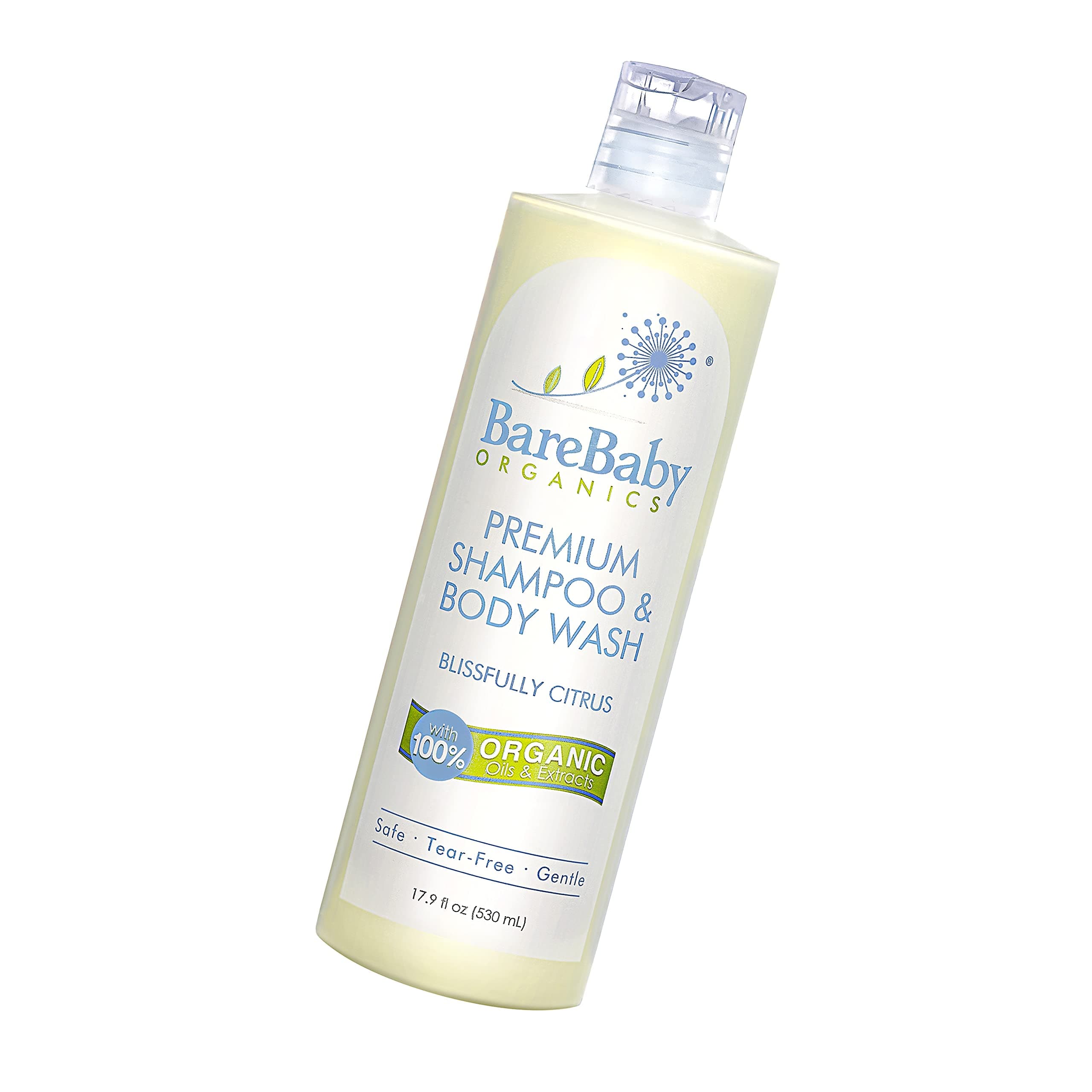 Organic Baby Shampoo & Body Wash with Aloe, Cucumber, Citrus Essential Oils – Safe, Gentle, Tear Free – Eczema Friendly – Paraben, Dye, Gluten, and Sulfate Free – 17.9 oz