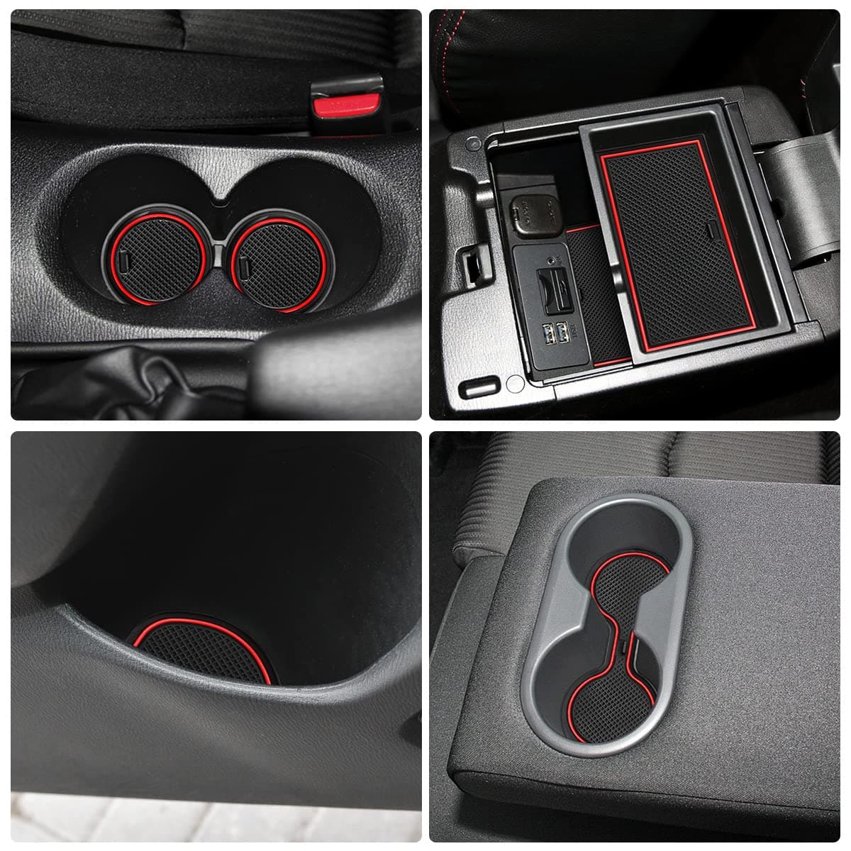 Anti-Dust Mats Compatible with Mazda 3 Sedan 2014 2015 2016 Car Interior Decoration Accessories Cup Holder Mats Console Liner Door Groove Pads (Red)